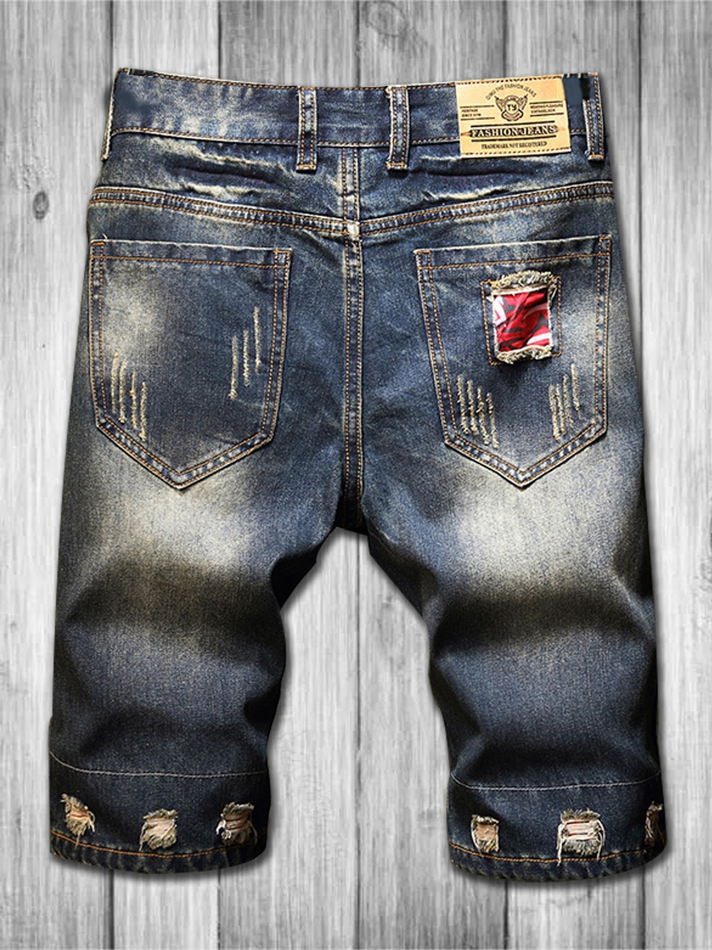 gbolsos Men's Stylish Ripped Jeans Vintage Sky Blue Straight Fit Shorts For Summer