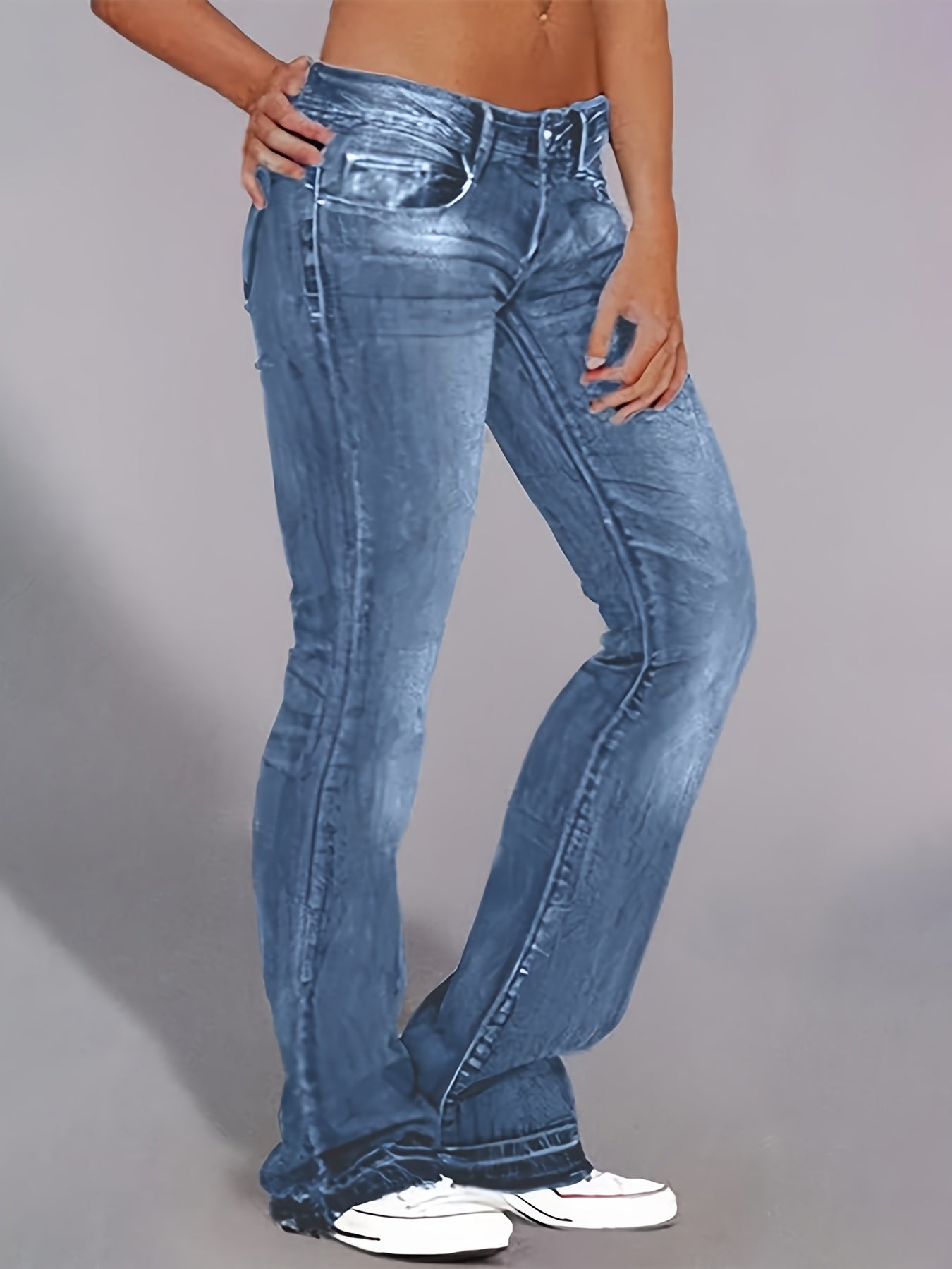 gbolsos Low Waist High Stretch Bootcut Jeans, Retro Y2K Slash Pocket Washed Denim Pants, Women's Denim Jeans & Clothing