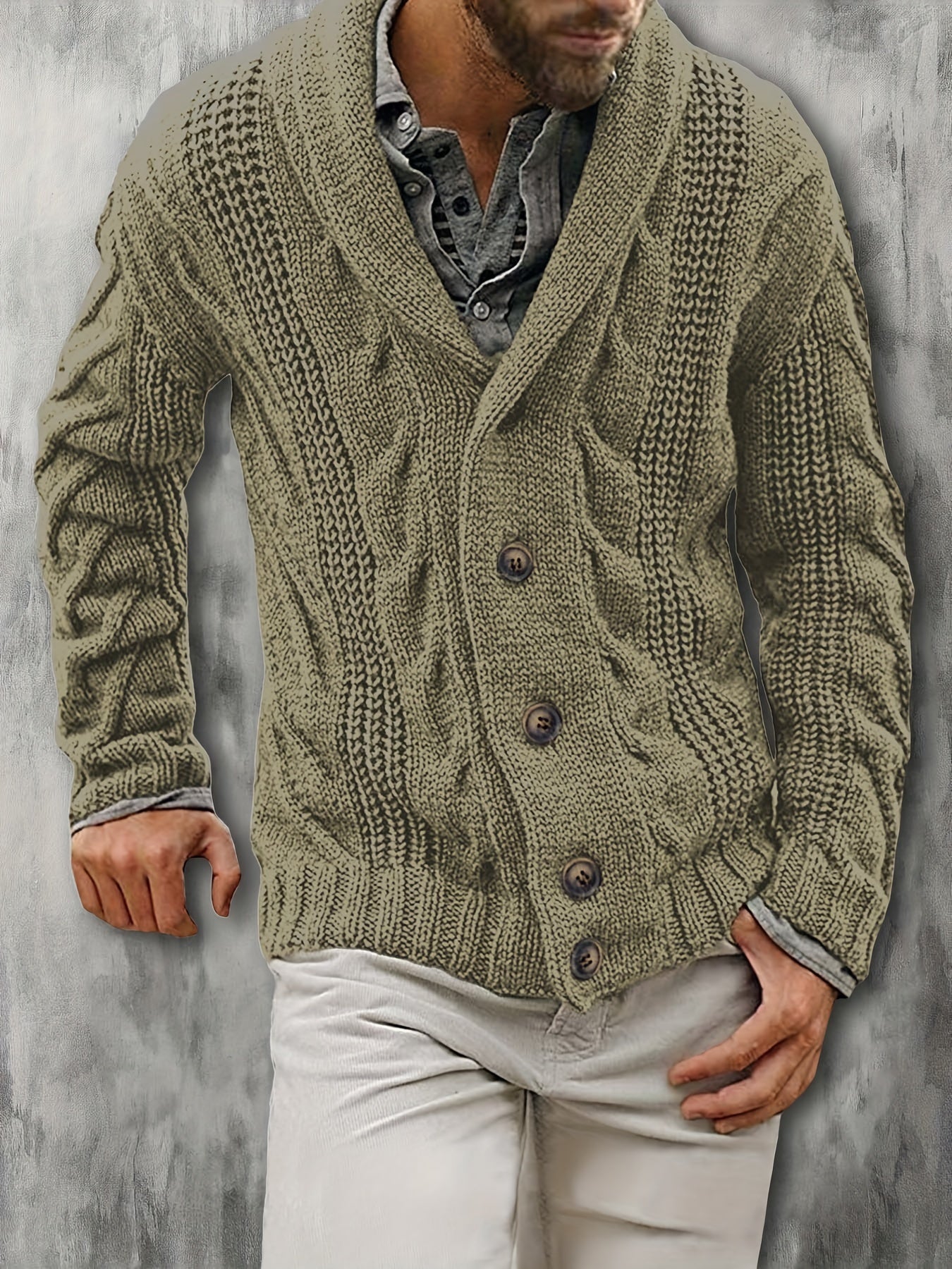 PLUS SIZE Men's Solid Casual Autumn/Winter Loose Top Knit Sweater Pullover Men's Clothing