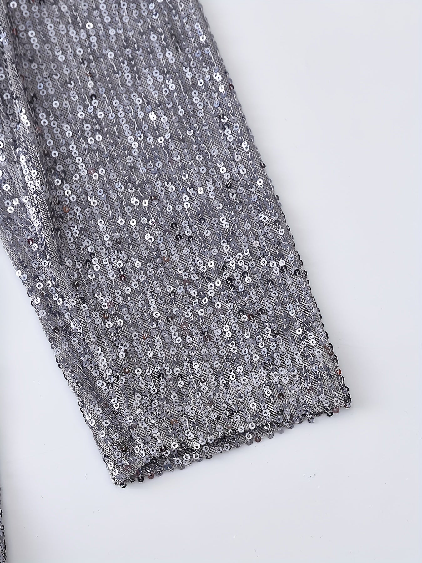 gbolsos Glitter Sequin Decor Open Front Blazer, Casual Lapel Long Sleeve Blazer, Women's Clothing