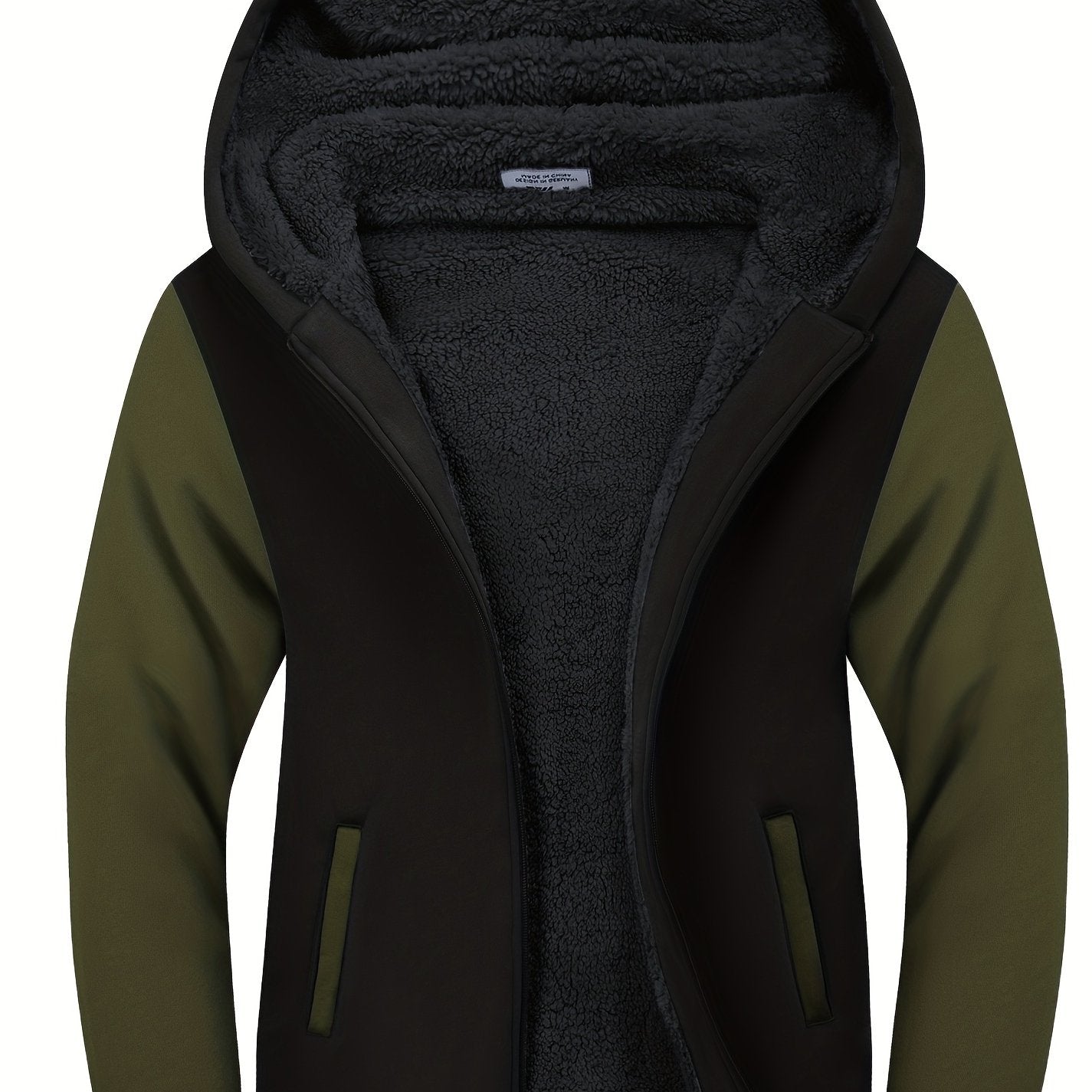 gbolsos Men's Contrast Colors Trendy And Versatile Zipper Hoodies Drawstring Fleece Long Sleeve Jacket, Suitable For Autumn And Winter, Suitable For Outdoor Sports