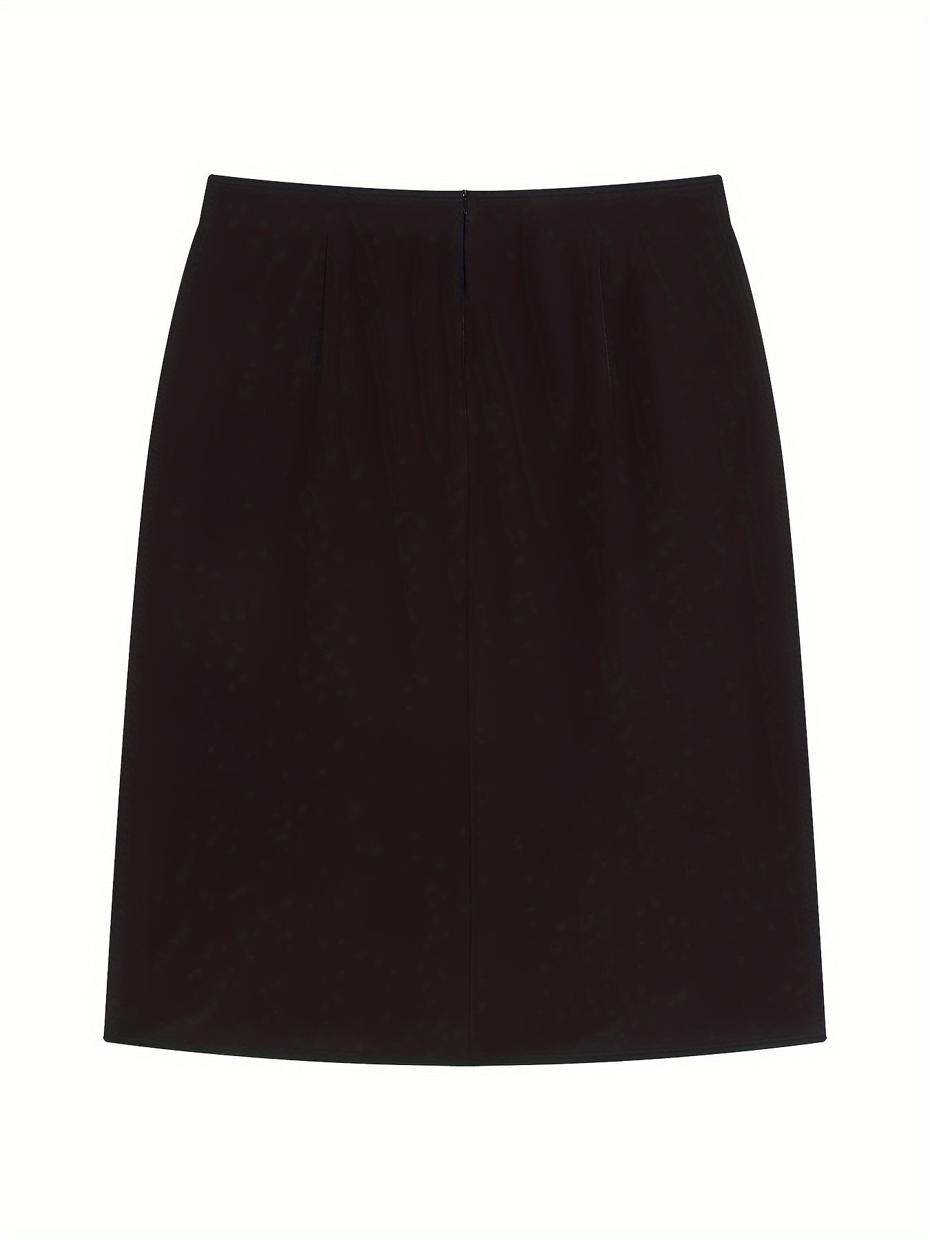 gbolsos Plus Size Elegant Skirt, Women's Plus Solid Elastic Drawstring High Rise Maxi Skirt With Pockets