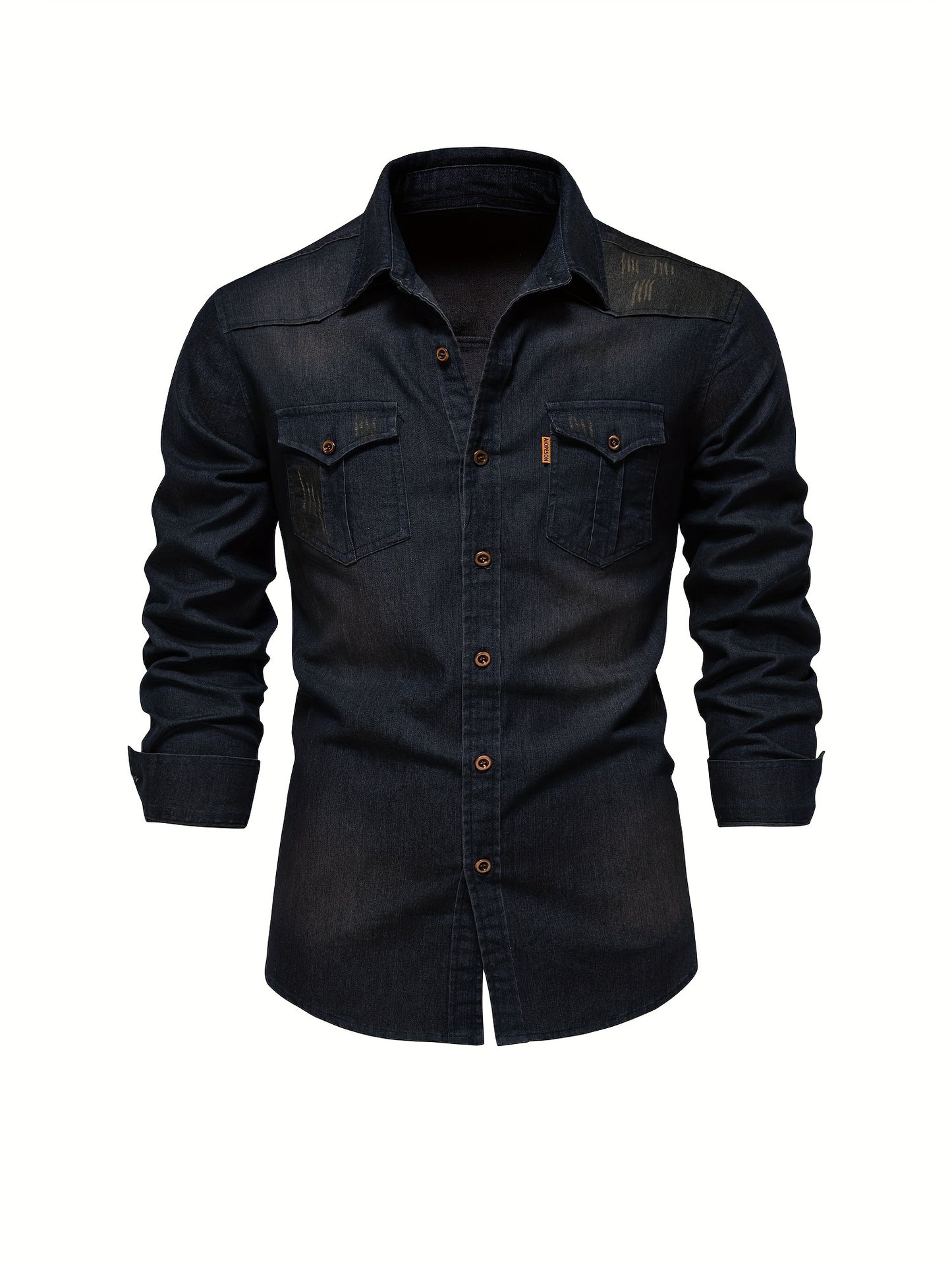 gbolsos Cotton Denim Shirt Men Long Sleeve Quality Cowboy Shirts For Men Casual Slim Fit Mens Designer Clothing
