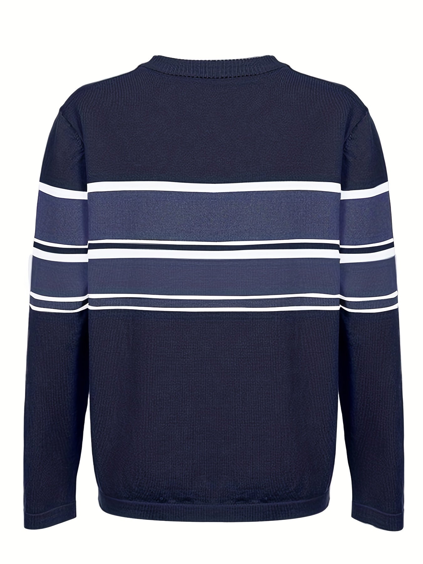 gbolsos Striped Print Knit Sweater, Casual Crew Neck Long Sleeve Sweater, Women's Clothing