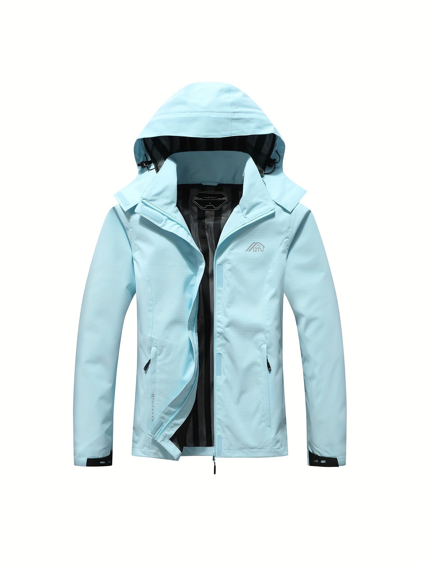 gbolsos Solid Color Waterproof Windproof Hooded Outdoor Jacket For Hiking Montaineering, Women's Outdoor Clothing