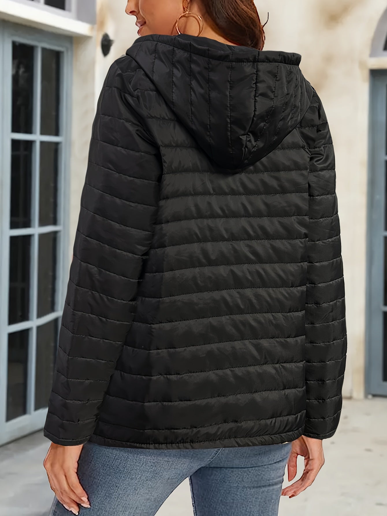 gbolsos Lightweight Hooded Jacket, Casual Zip Up Long Sleeve Outerwear For Fall & Winter, Women's Clothing