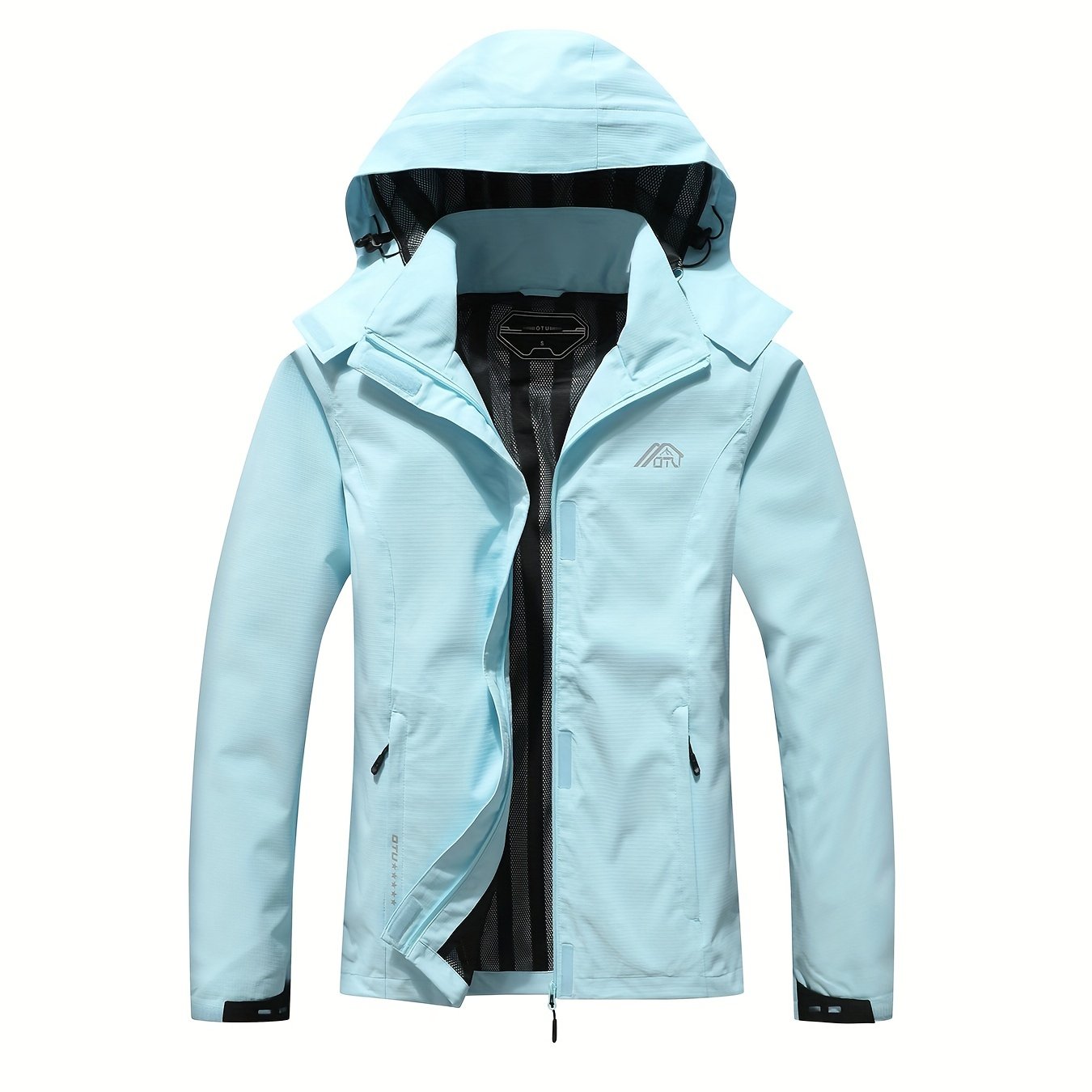 gbolsos Solid Color Waterproof Windproof Hooded Outdoor Jacket For Hiking Montaineering, Women's Outdoor Clothing