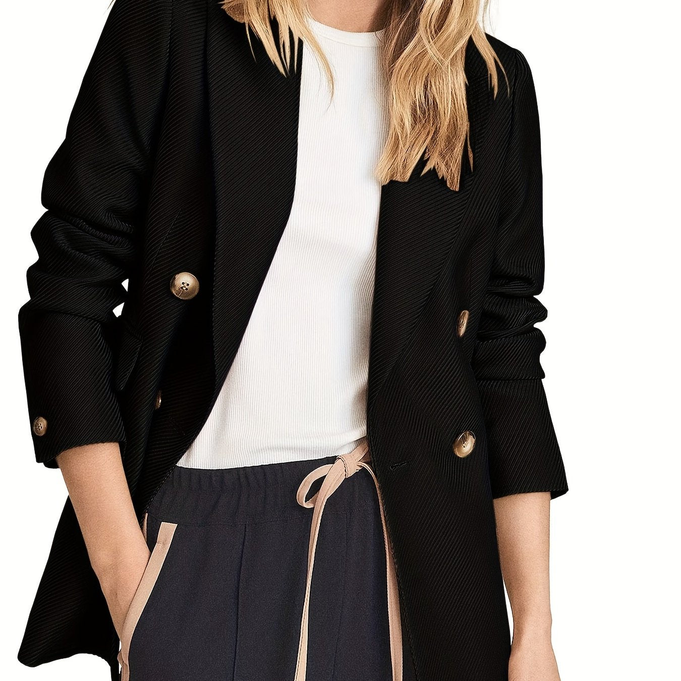 Women's Outerwear Solid Color Double Beasted Blazer
