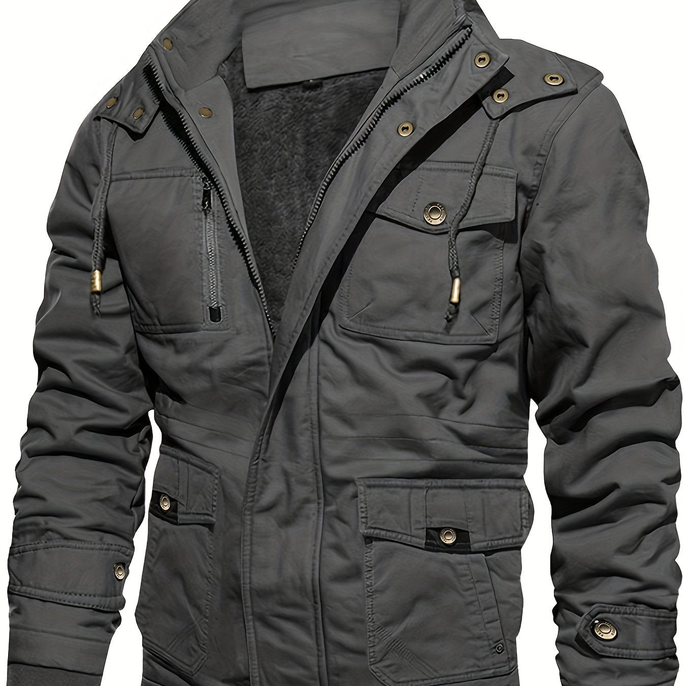 gbolsos Men's Hooded Military Tactical Jacket Windbreak Fleece Coat