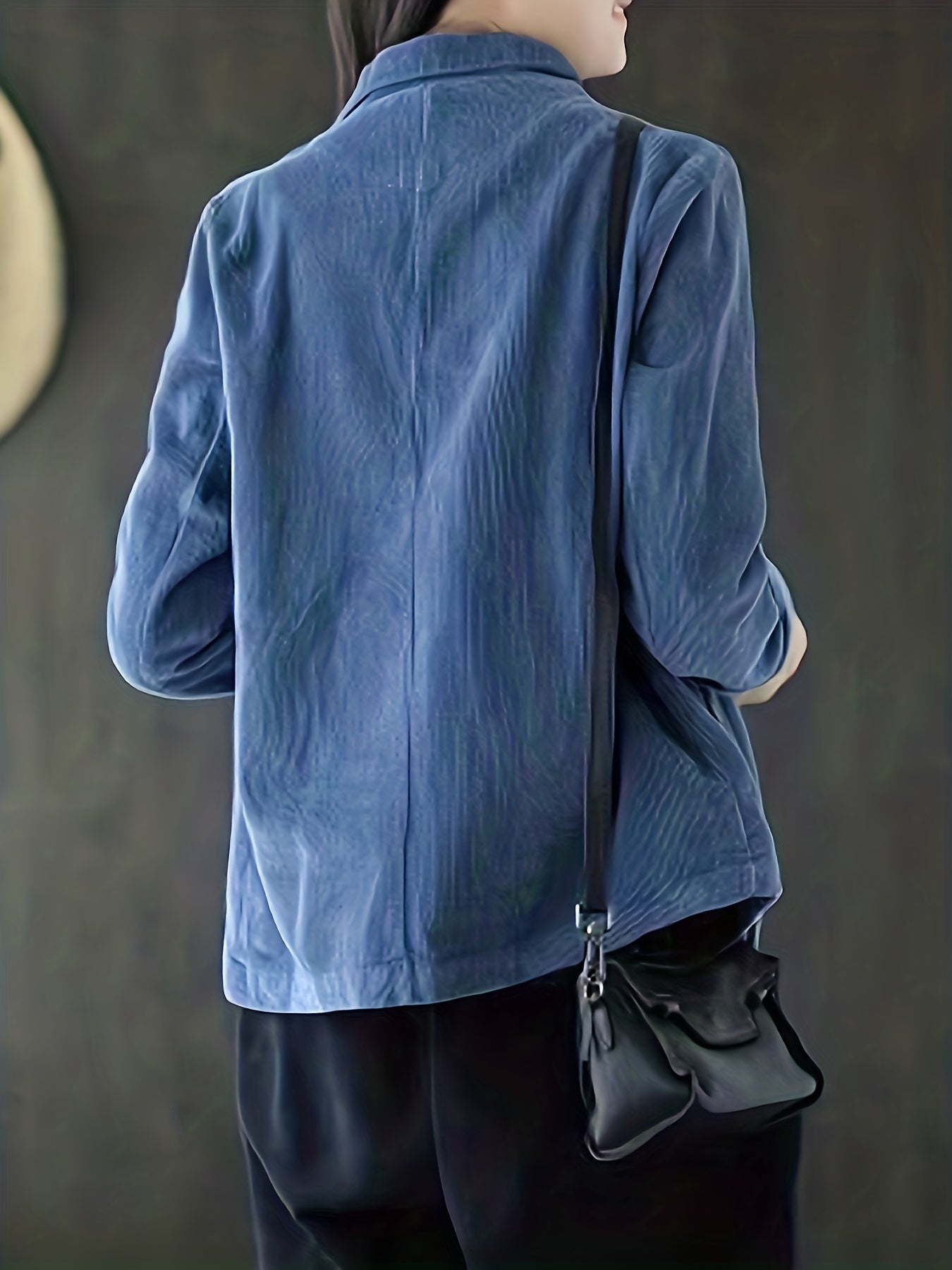 gbolsos Solid Button Front Jacket, Casual Long Sleeve Pocket Front Outerwear, Women's Clothing