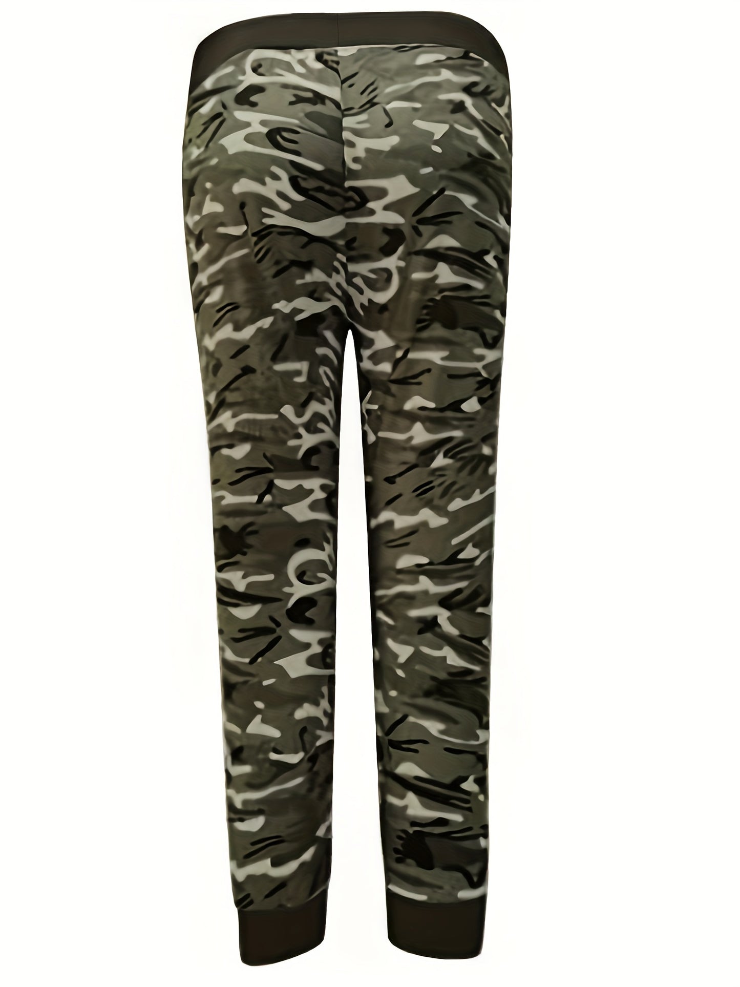gbolsosCamo Print Drawstring Leggings, Casual Slim Summer Random Printing Leggings, Women's Clothing