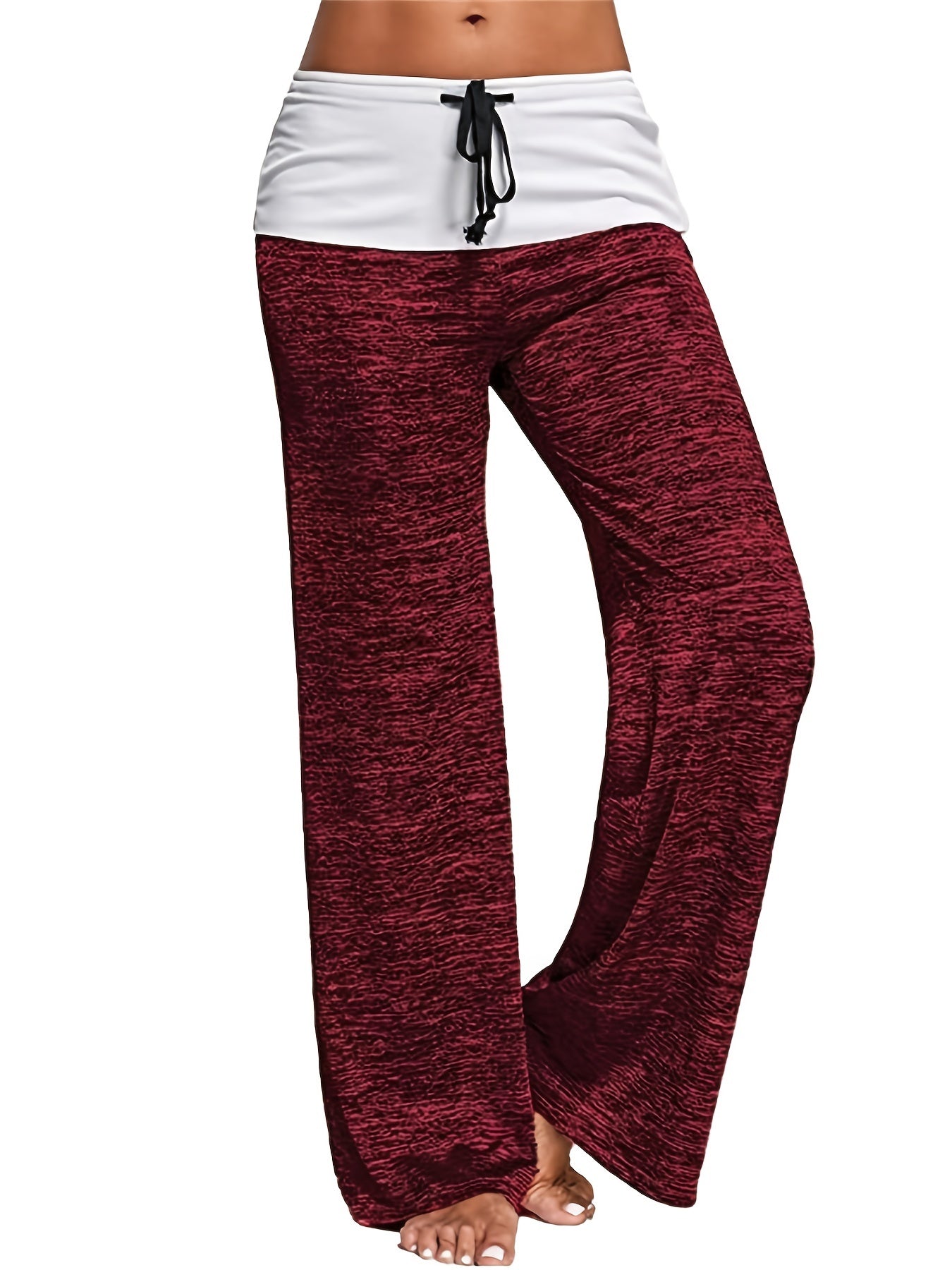 Wide Leg Elastic Yoga Pants, Loose Casual Drawstring Pants, Women's Clothing
