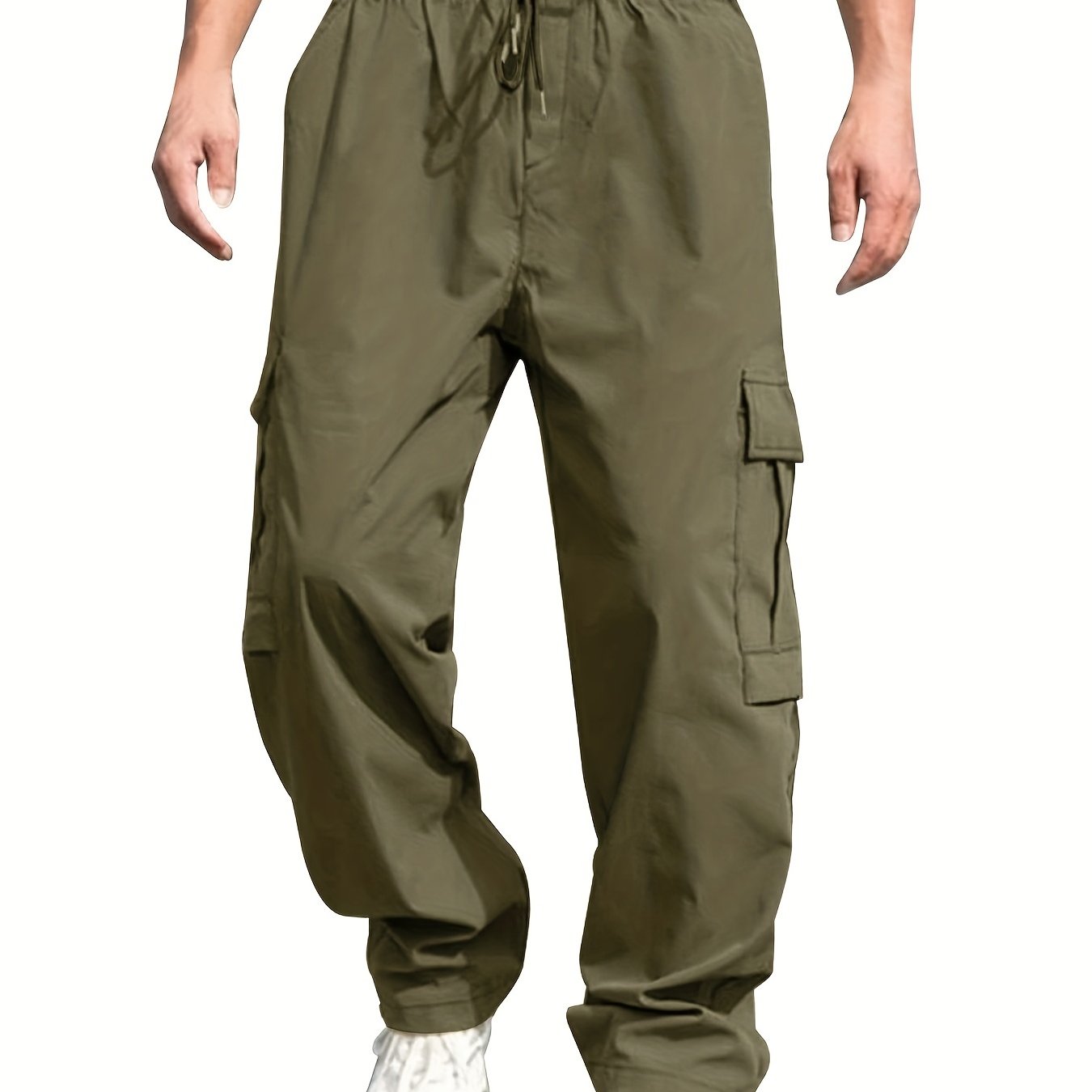gbolsos Loose Fit Multi Pocket Joggers, Men's Street Style Waist Drawstring Casual Pants Cargo Pants For Fitness Outdoor Activities