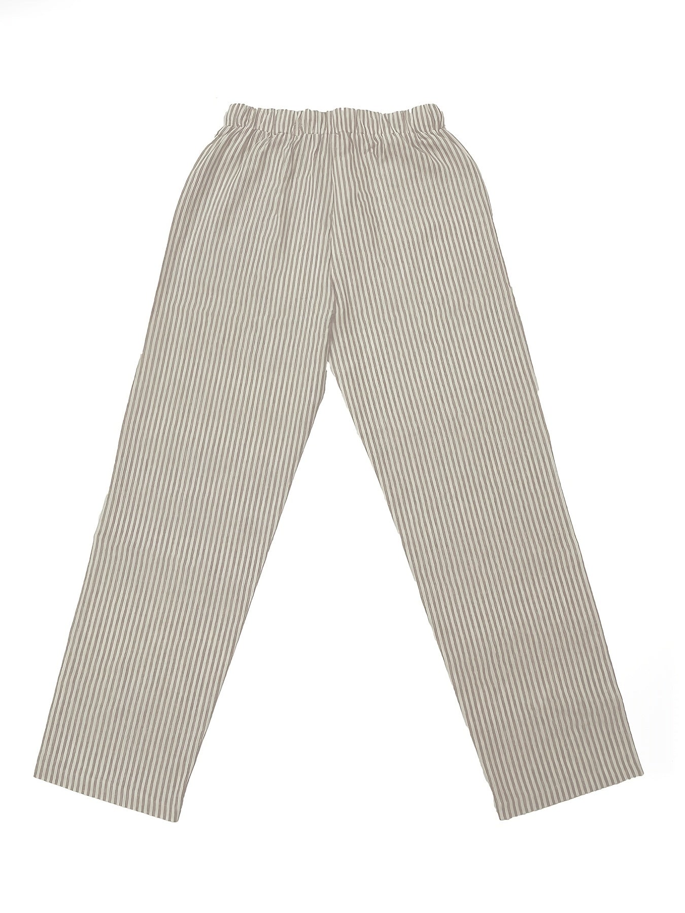 gbolsos Striped Slant Pocket Drawstring Pants, Casual Pants For Spring & Summer, Women's Clothing