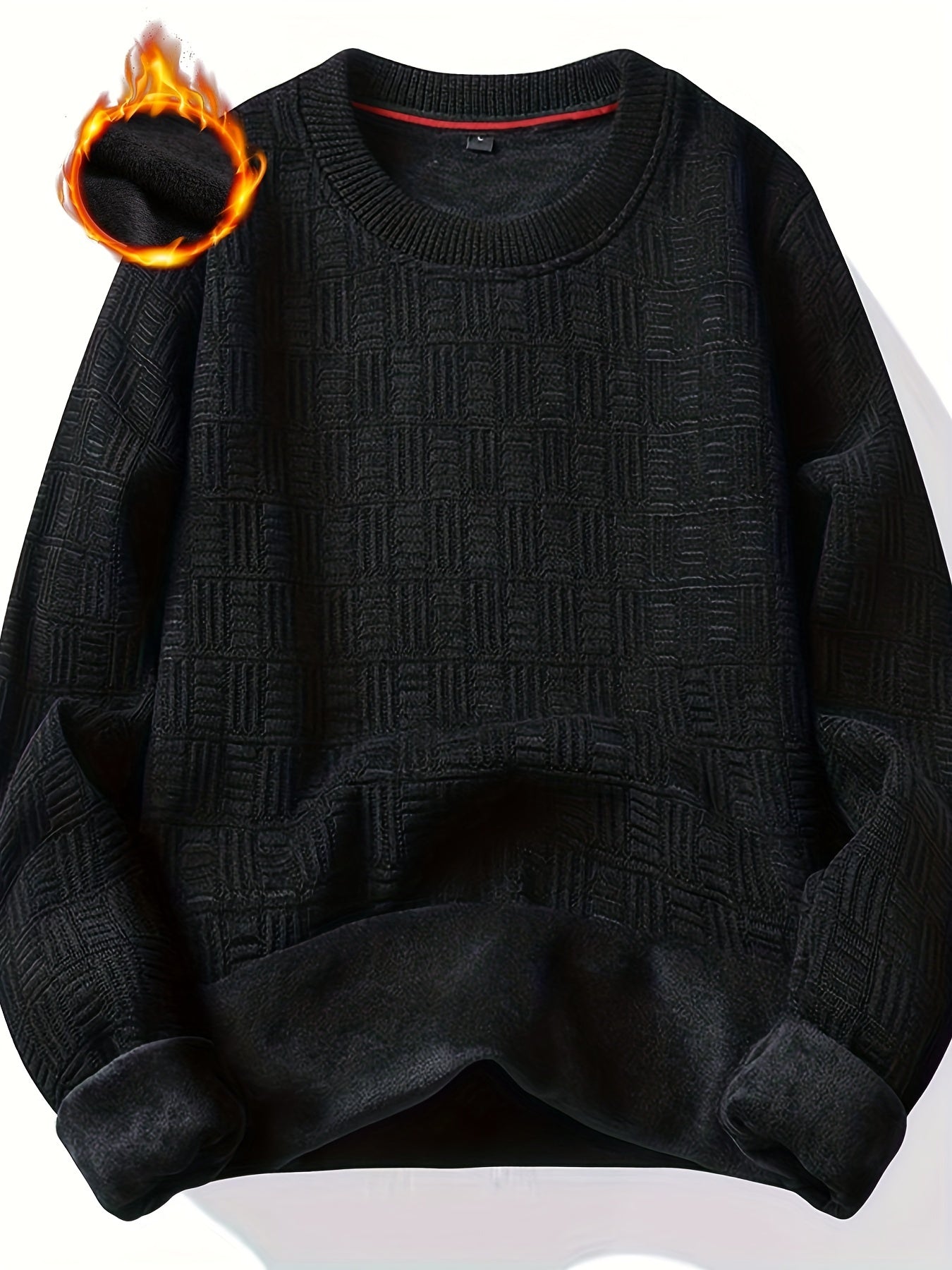 gbolsos All Match Knitted Sweater, Men's Casual Warm Slightly Stretch Crew Neck Pullover Sweater For Men Fall Winter