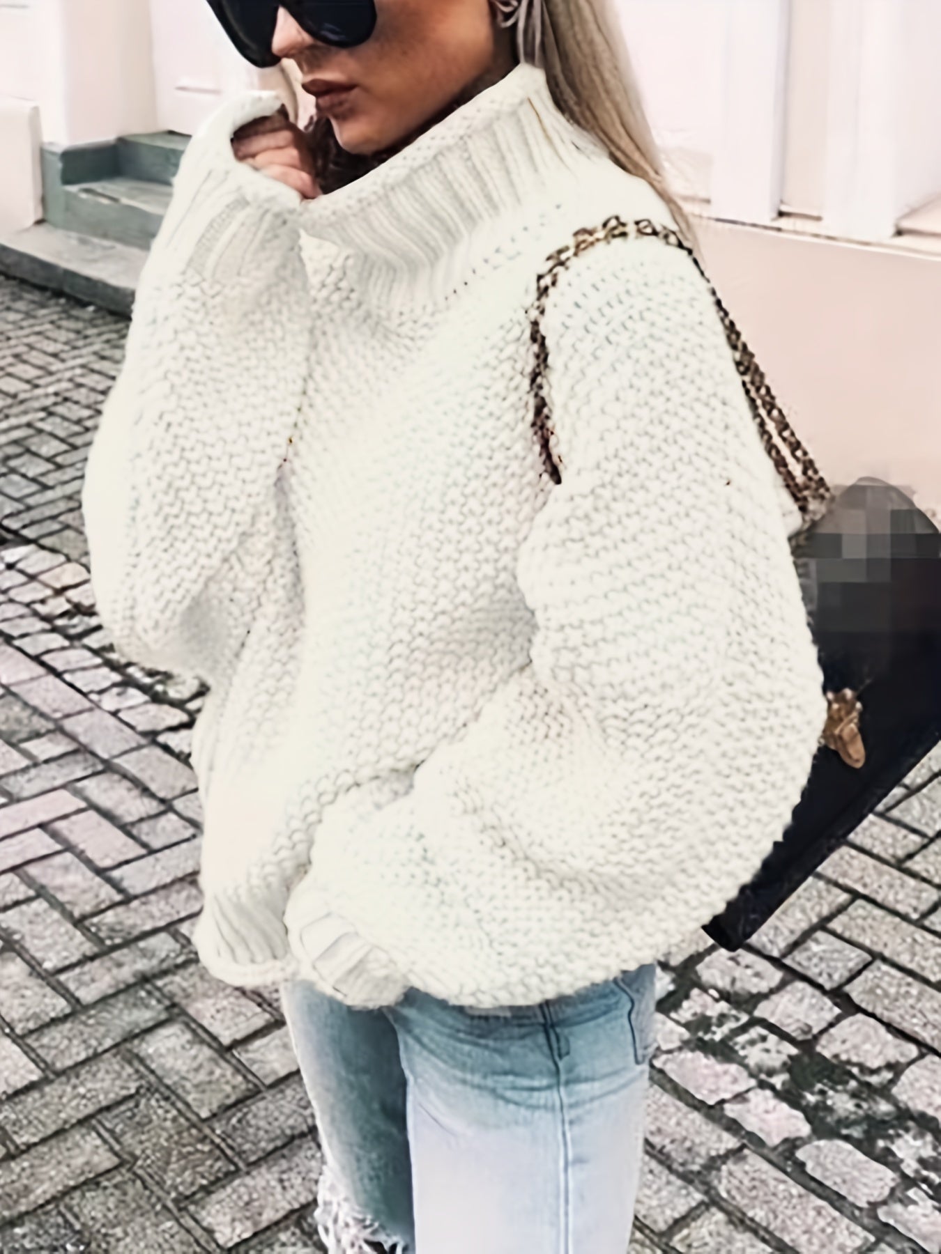 gbolsos Solid Turtle Neck Pullover Sweater, Casual Long Sleeve Sweater For Fall & Winter, Women's Clothing