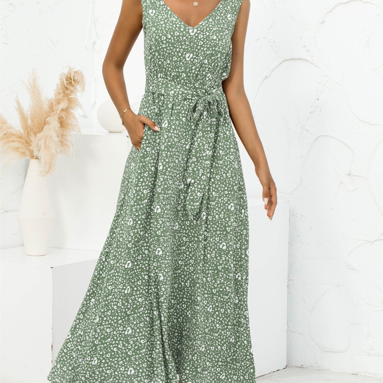2025 gbolsos Women's Dresses V Neck Floral Print Maxi Dresses
