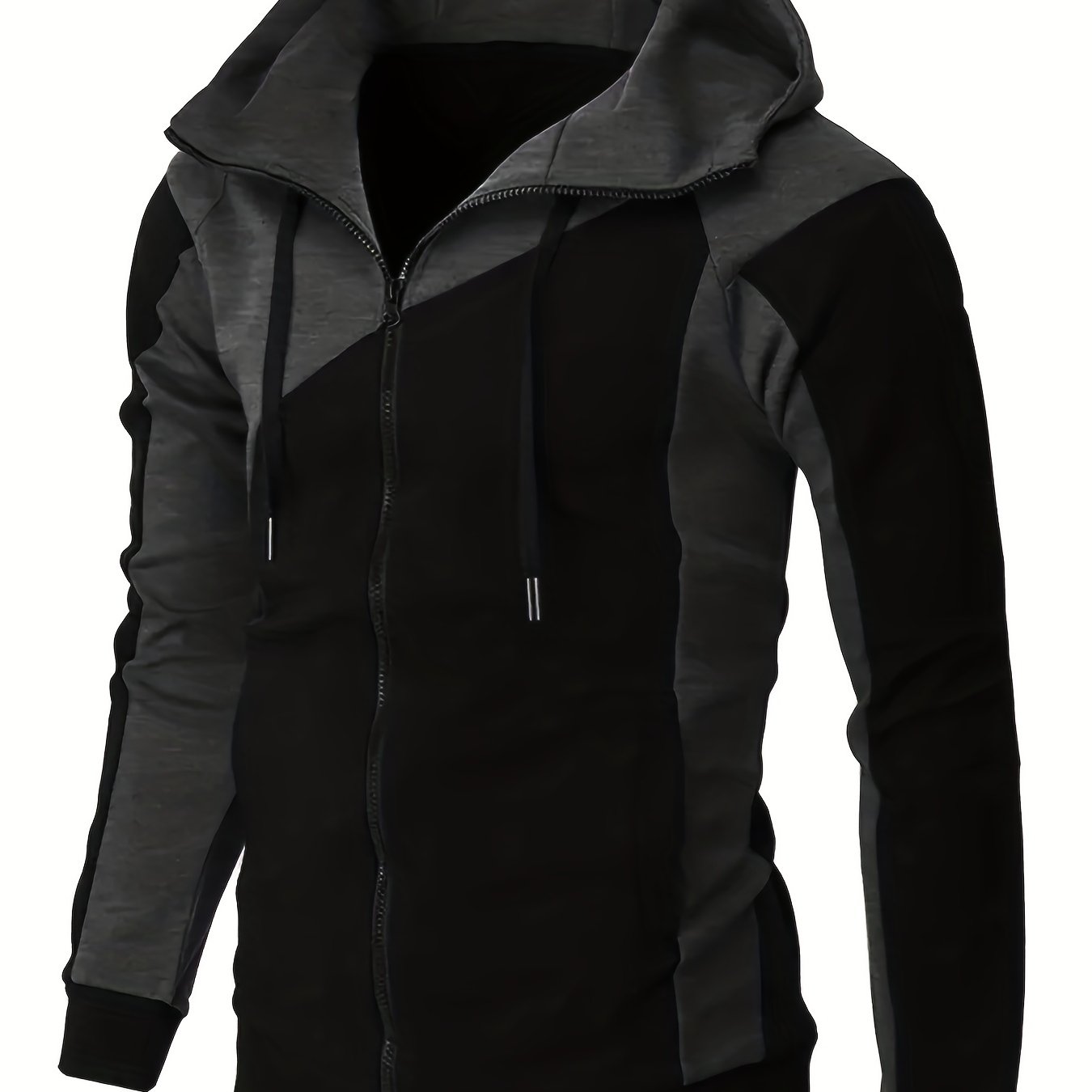 gbolsos Men's Casual Color Block Zip Up Jacket With Hood, Varsity Jackets