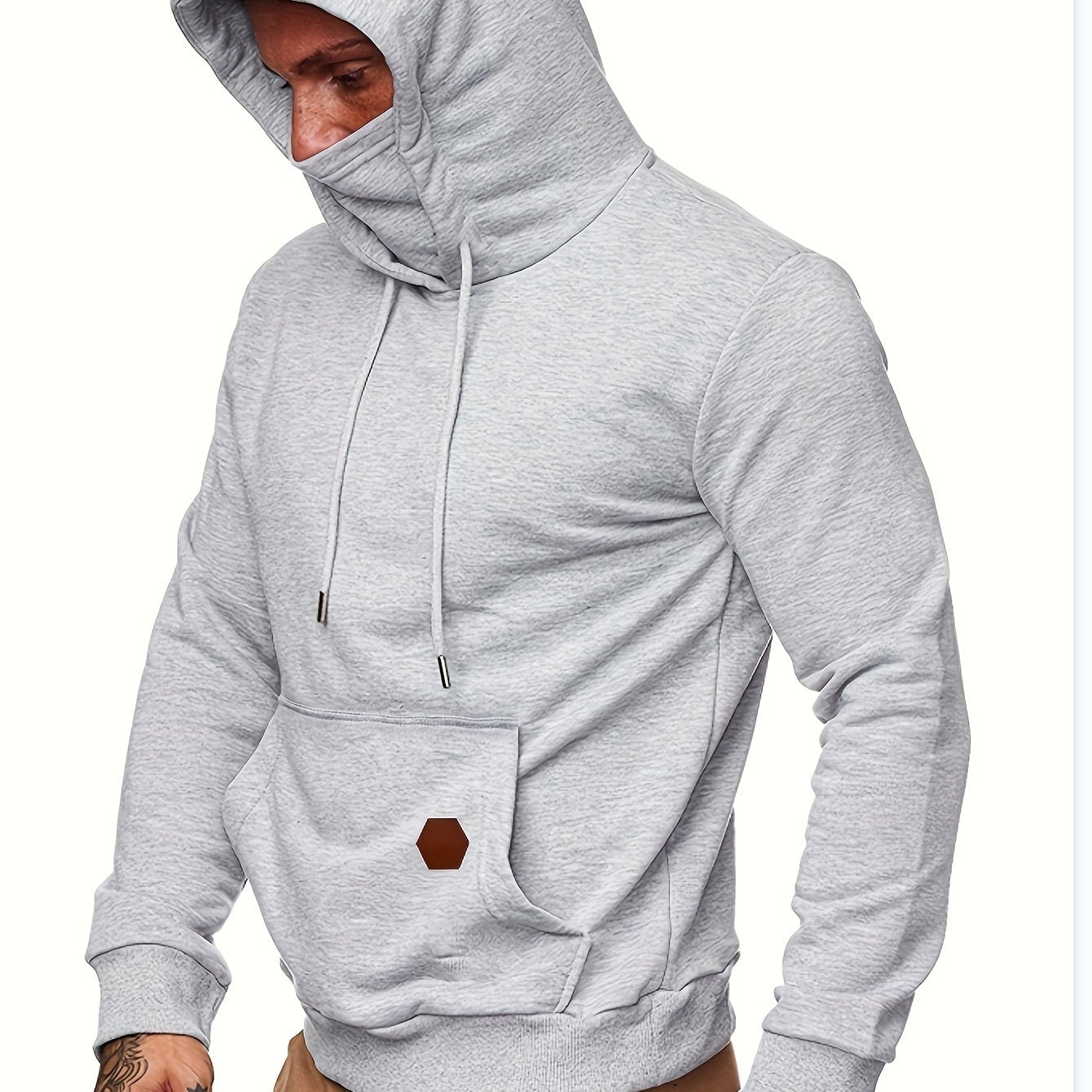 gbolsos Men's Hoodie, Face Cover Casual Drawstring Hooded Sweatshirt With Multicolor