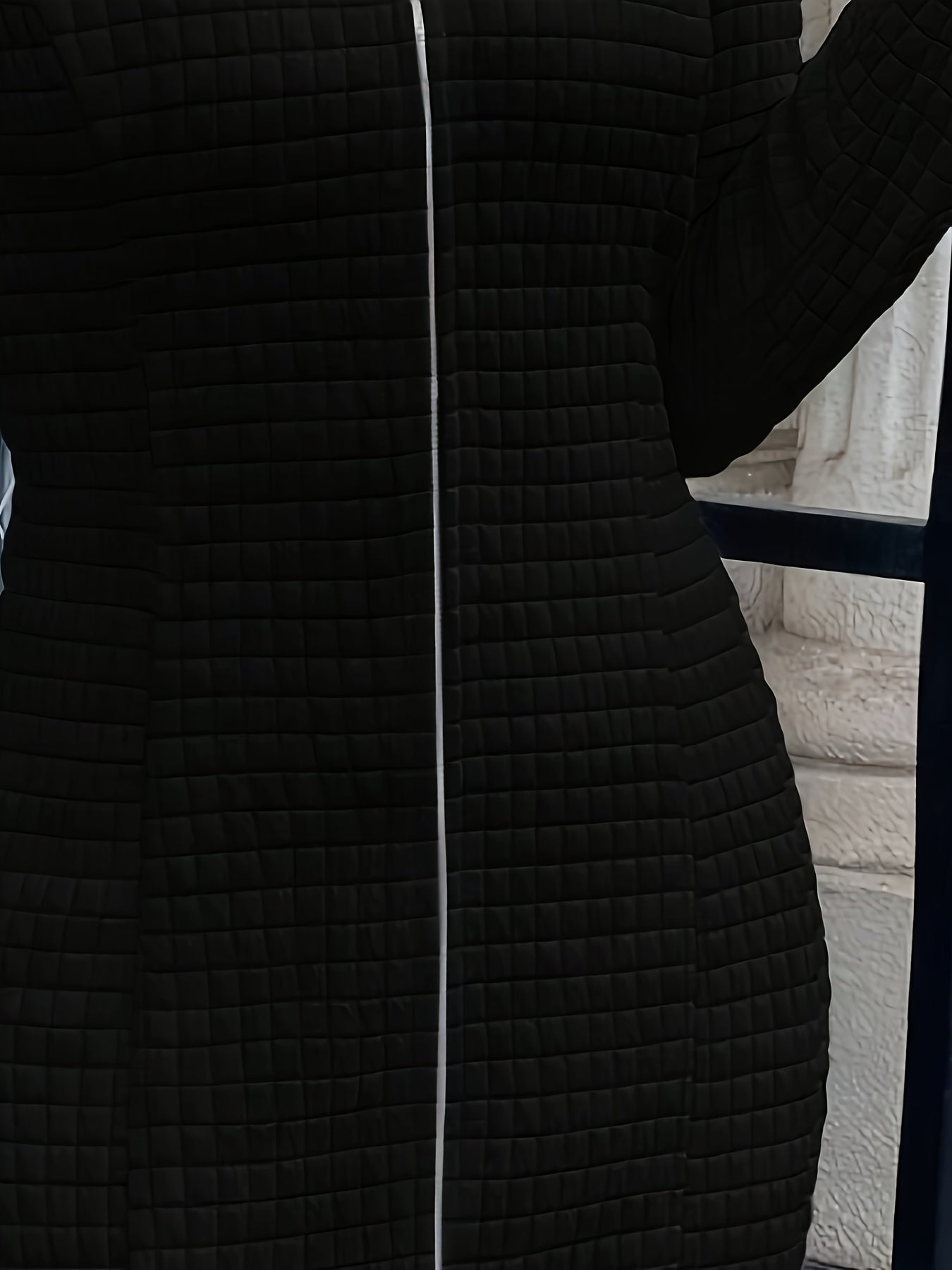Textured Zipper Solid Dress, Elegant Mock Neck Long Sleeve Dress, Women's Clothing