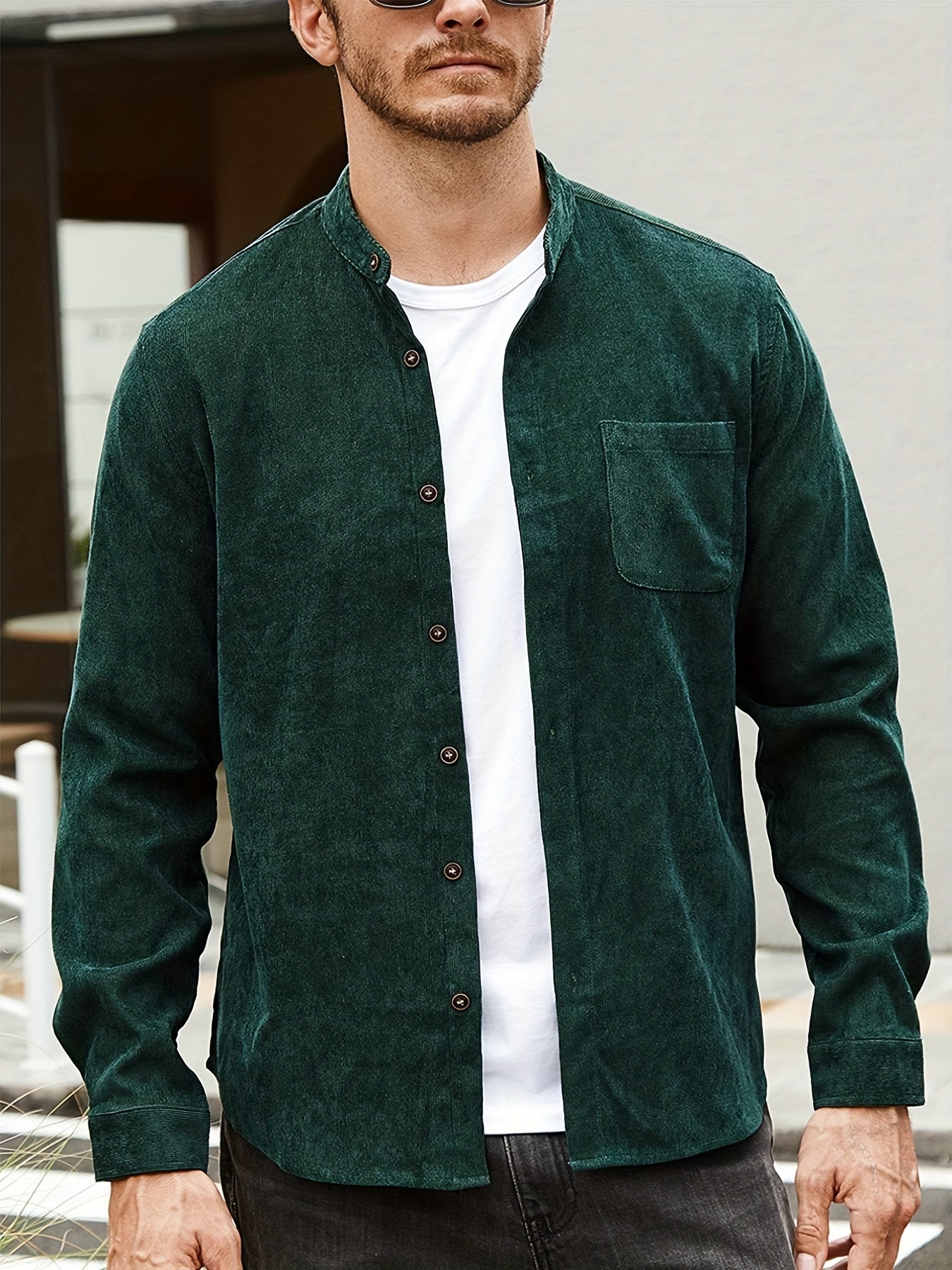 gbolsos Men's Casual Button Up Long Sleeve Shirt With Chest Pocket, Men's Clothes For Spring Summer Autumn, Tops For Men
