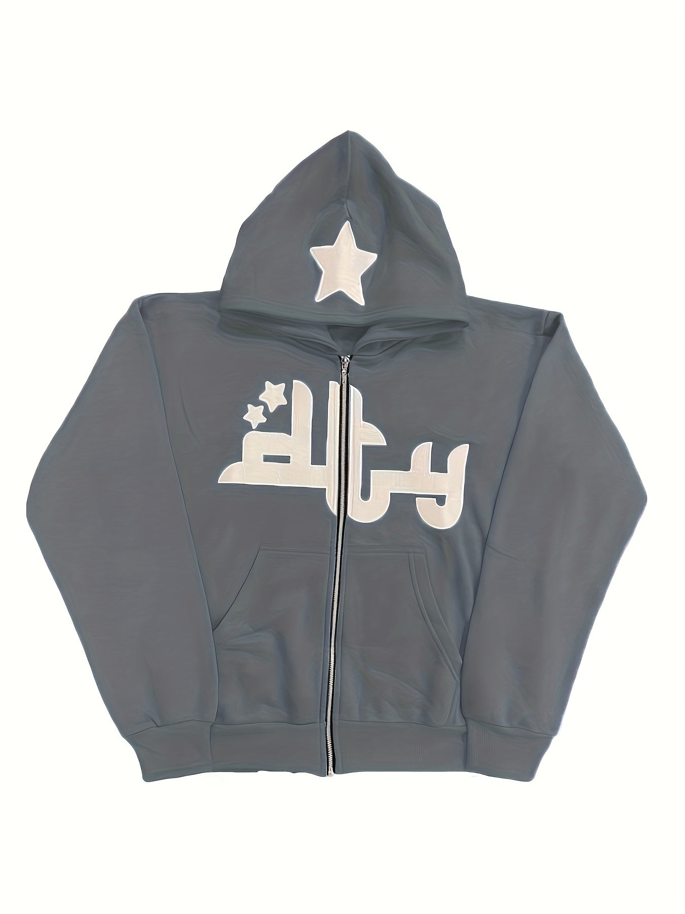 gbolsos Printed Zip Up Hoodies, Casual Long Sleeve Hip Hop Open Front Sweatshirt, Women's Clothing