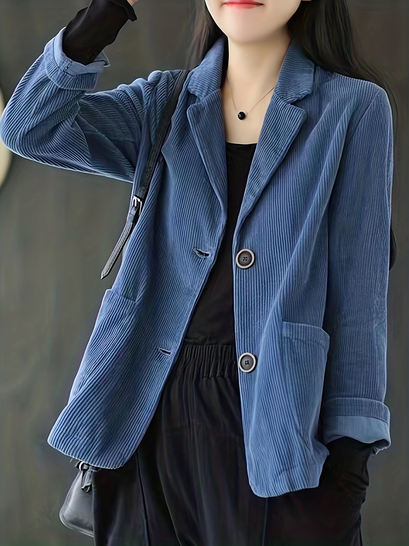 gbolsos Solid Button Front Jacket, Casual Long Sleeve Pocket Front Outerwear, Women's Clothing