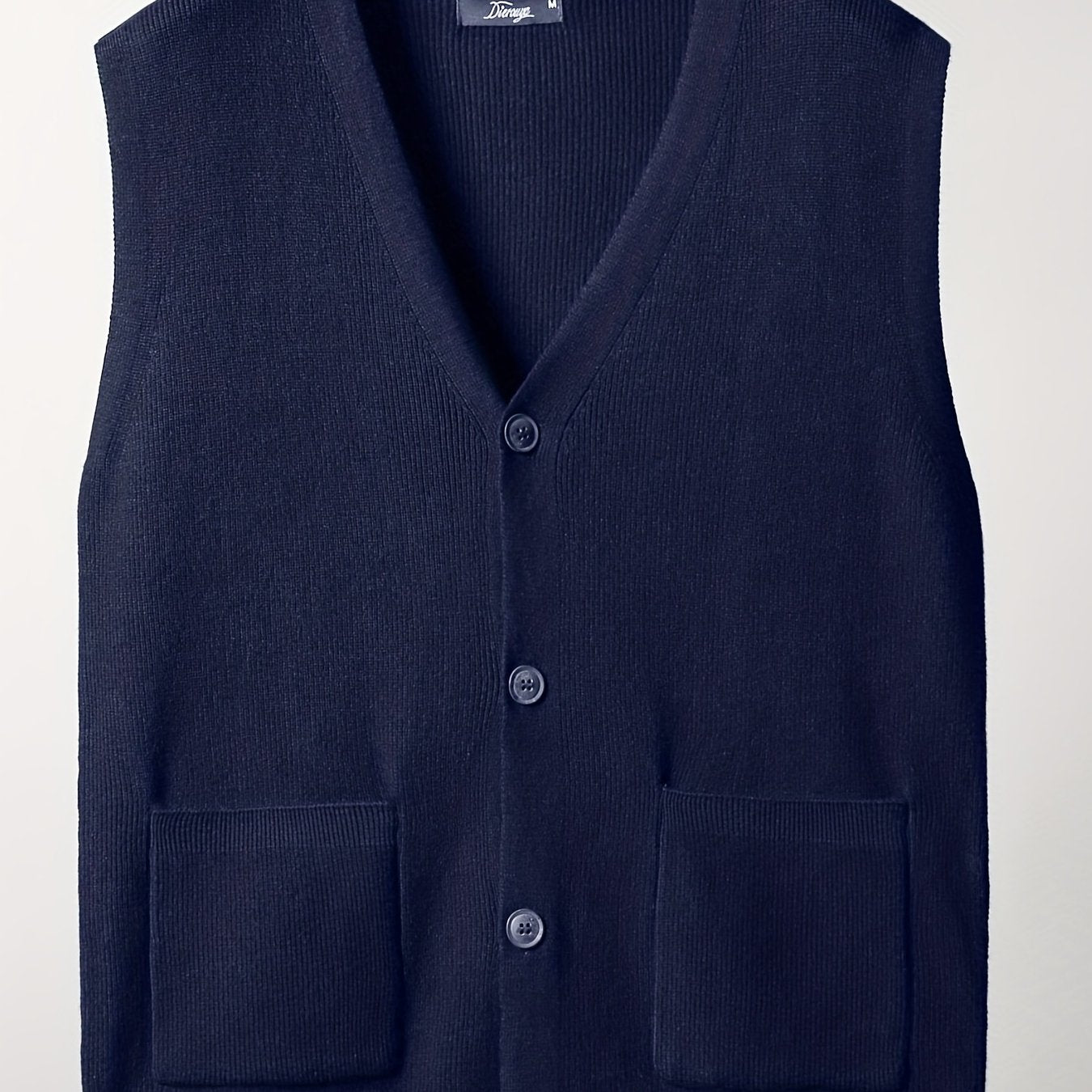 gbolsos Loose Fit High Stretch Cardigan Vest, Men's Casual Vintage Style V Neck Button Up Cardigan Vest For Fall Winter