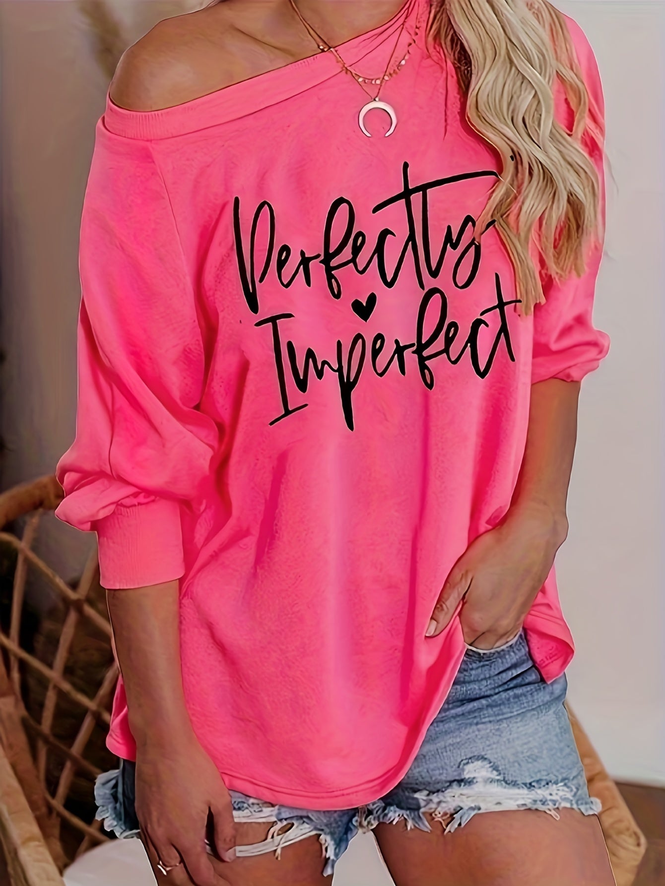 kkboxly Letter Print Raglan Long Sleeve T-Shirt, Casual Crew Neck T-Shirt For Spring & Fall, Women's Clothing