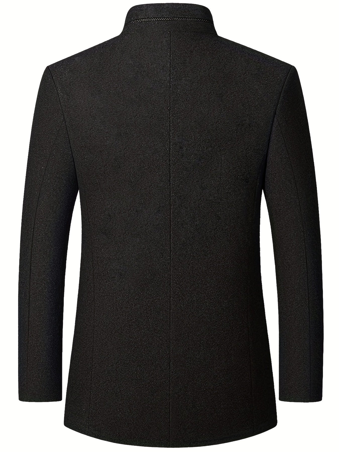 gbolsos Warm Wool Blend Jacket Coat, Men's Casual Stand Collar One Breasted Jacket For Fall Winter, Father's Gift