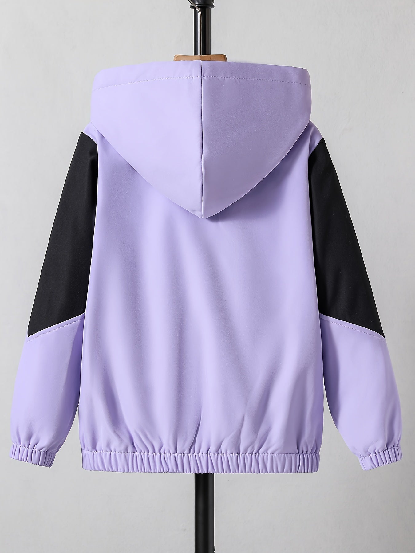gbolsos Girls Chevron Color Block Hooded Fleece Lined Windbreaker Jacket For Teen Kids Autumn And Winter