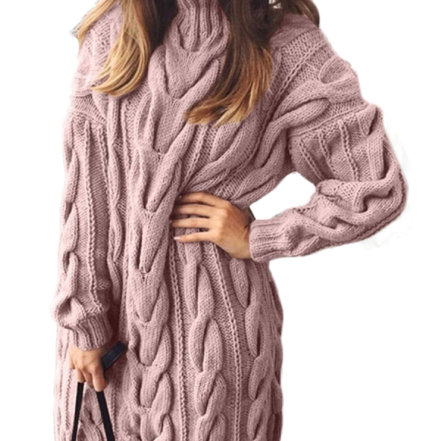 gbolsos Women's Sweater Long Sleeve Turtleneck Chunky Knit Casual Plus Size Soft Sweater