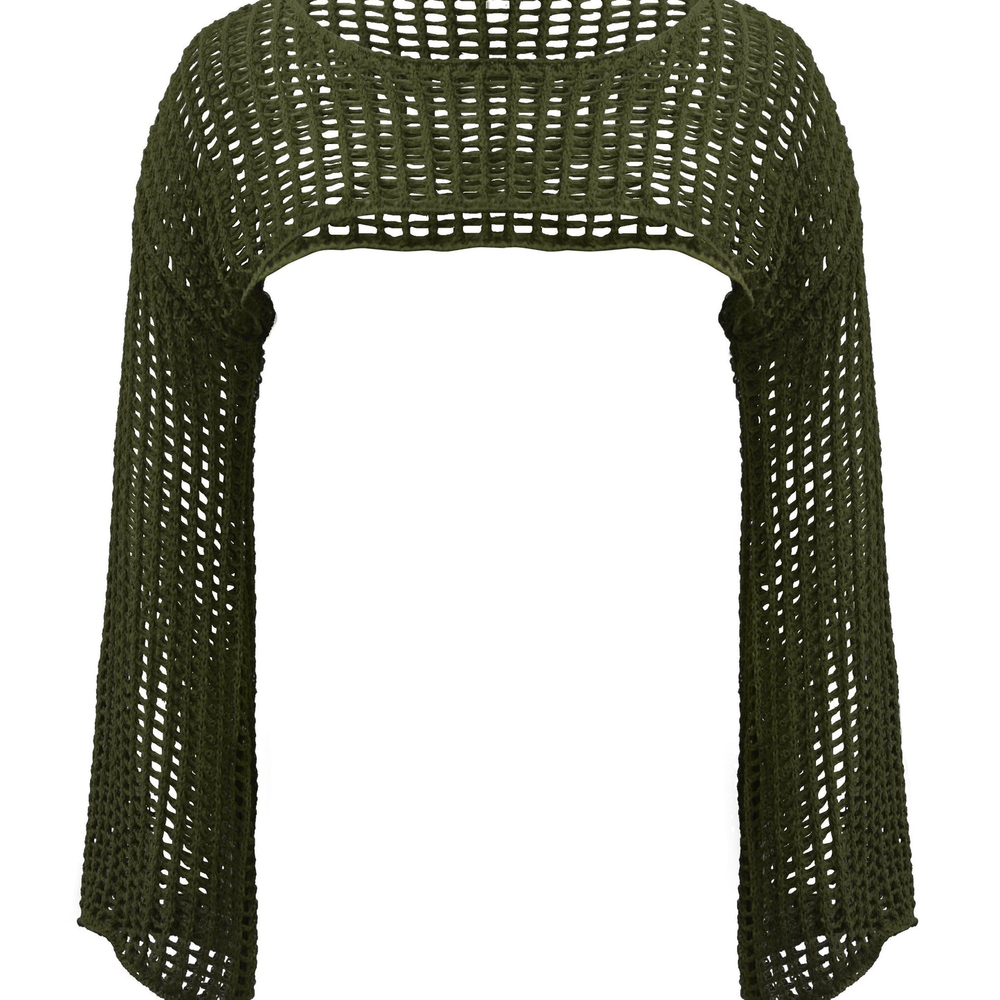Y2K Hollow Out Crop Sweater, Long Sleeve Casual Sweater For Spring & Fall, Women's Clothing