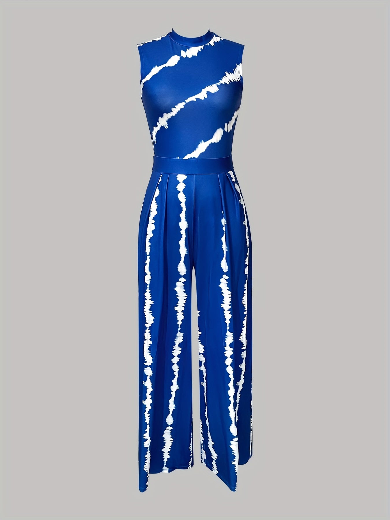 gbolsos Tie Dye Wide Leg Jumpsuit, Elegant Sleeveless Jumpsuit For Spring & Summer, Women's Clothing