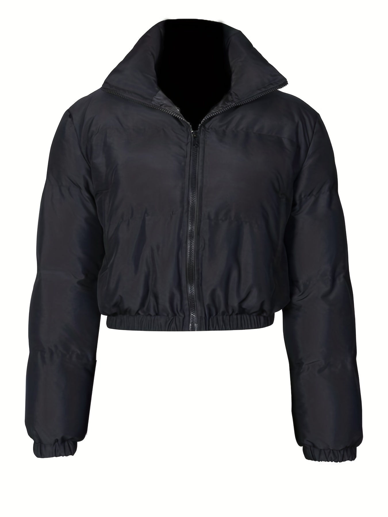 gbolsos Zip Up Solid Parka, Casual Long Sleeve Winter Warm Outerwear, Women's Clothing