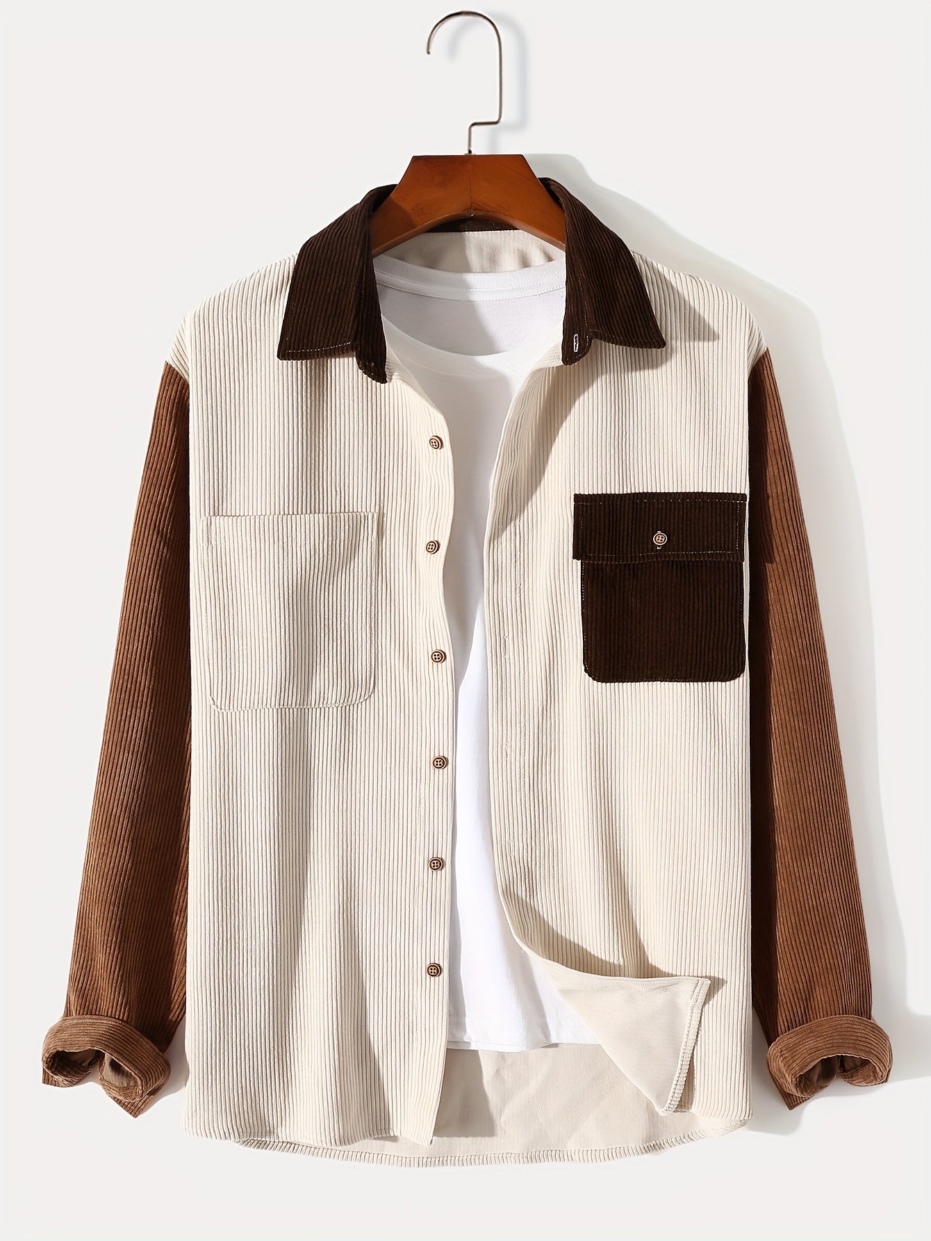gbolsos Fashionable And Simple Men's Long Sleeve Multicolor Patchwork Casual Lapel Simple Jacket, Trendy And Versatile, Suitable For Dates