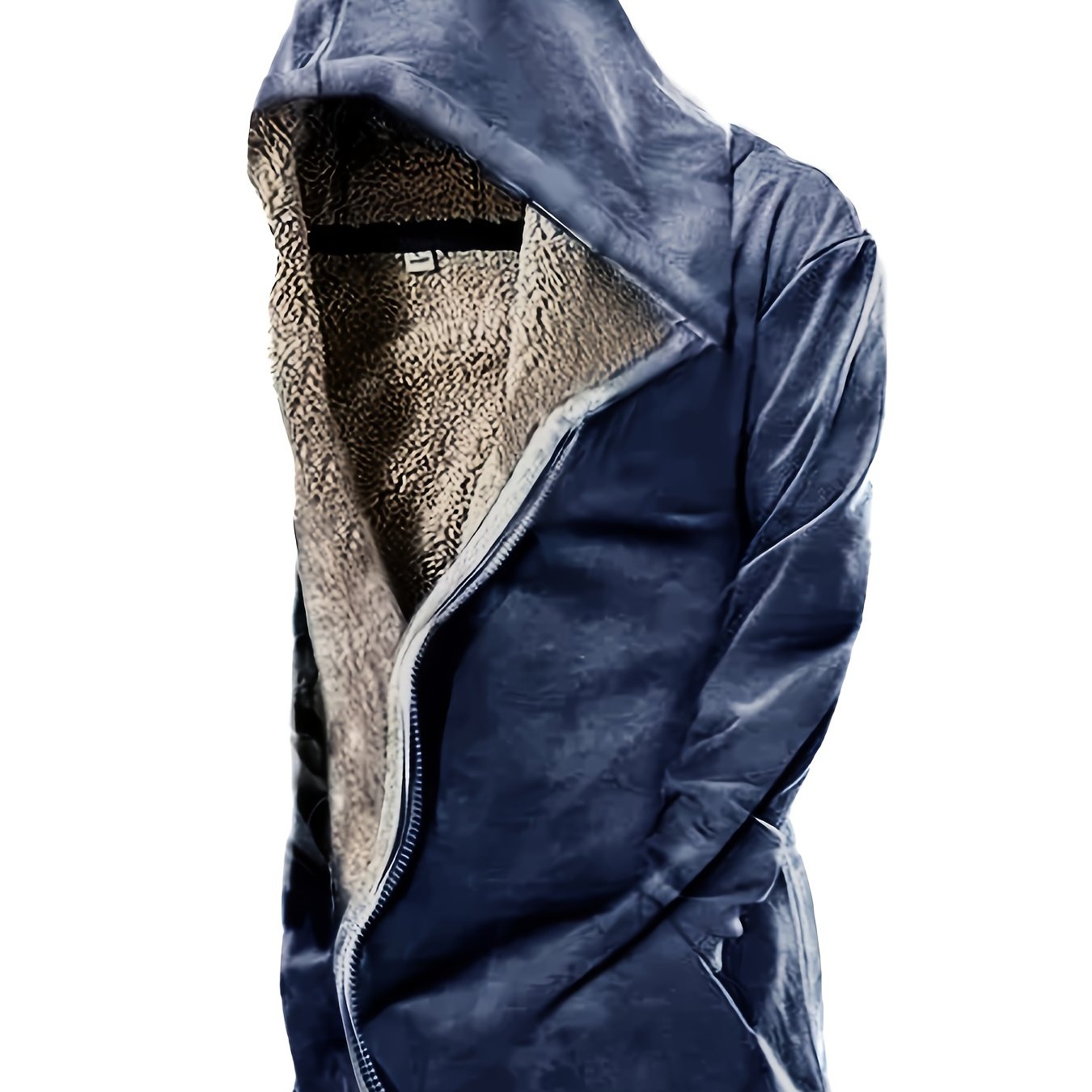 gbolsos Vintage Skull 3D Print, Plus Size Men's Fleece Hooded Jacket, Casual Thermal Jacket