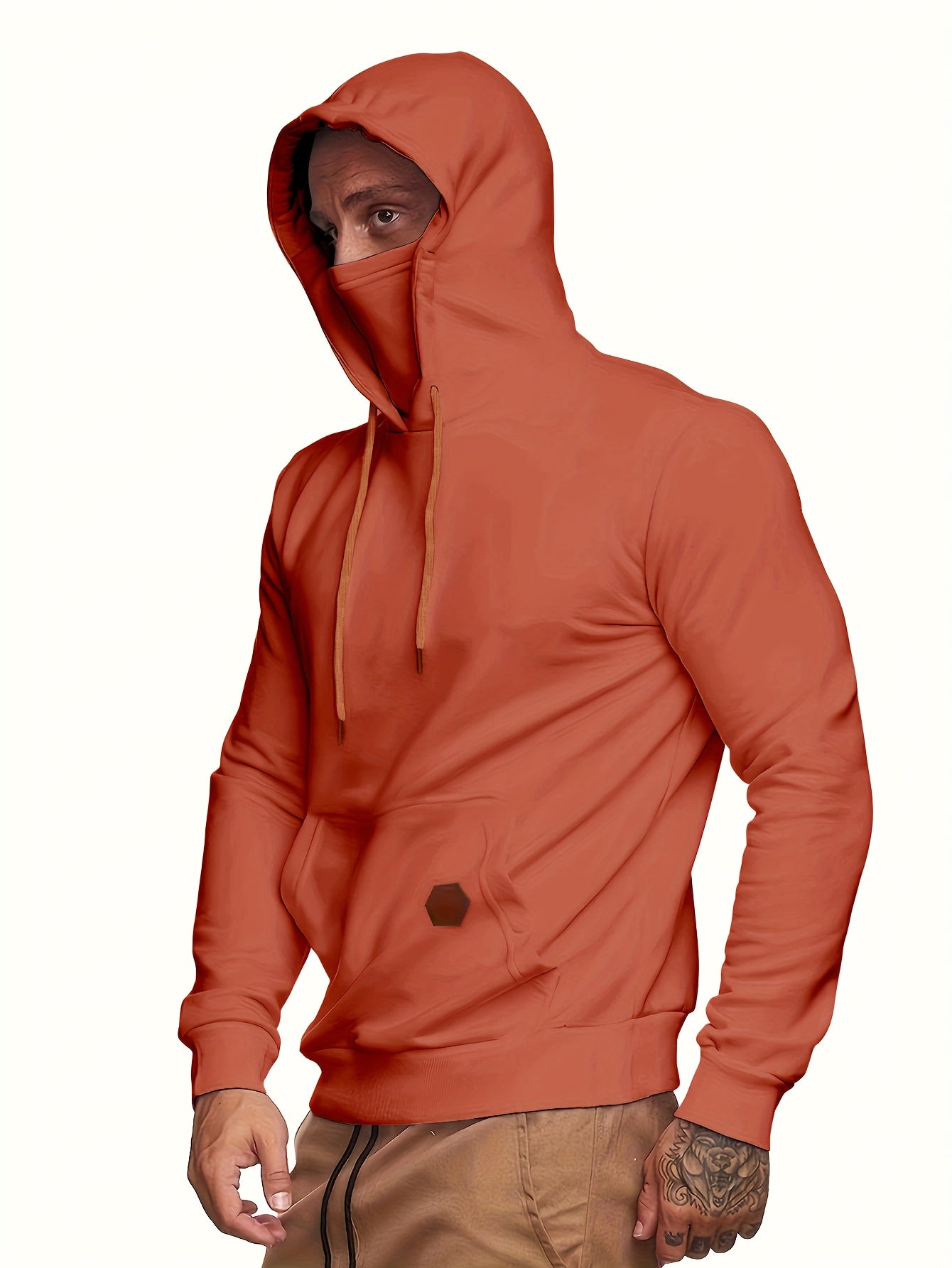 gbolsos Men's Hoodie, Face Cover Casual Drawstring Hooded Sweatshirt With Multicolor