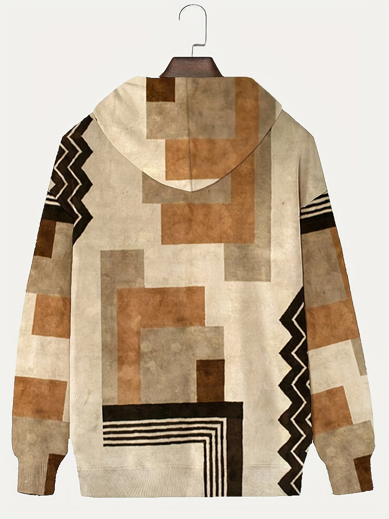 gbolsos Plus Size Men's Vintage Pattern Print Hoodies Oversized Hooded Sweatshirt For Autumn/winter, Men's Clothing