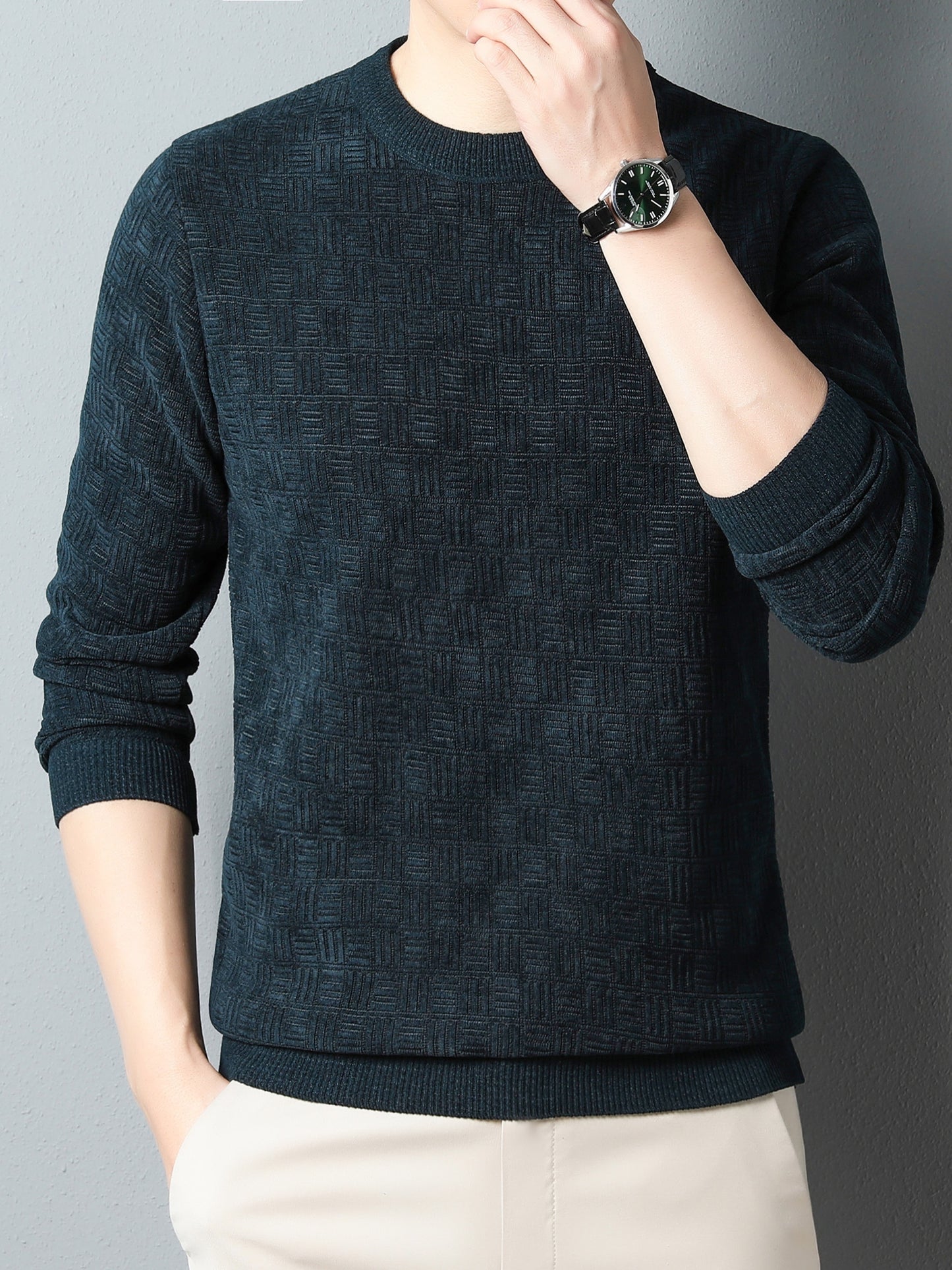 gbolsos Winter New Men's Casual Sweater Round Neck Plus Thick Base Warm Sweater Best Sellers