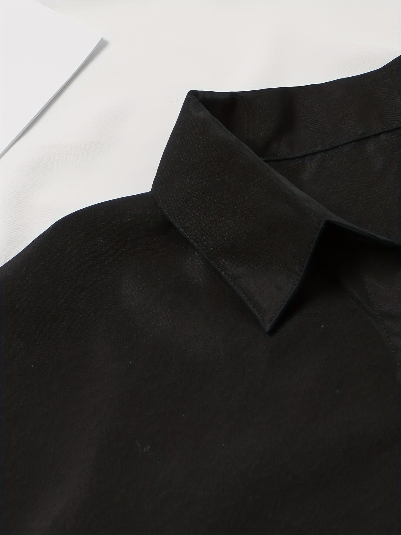 gbolsos Button Front Long Length Shirt, Casual Solid Long Sleeve Shirt, Women's Clothing