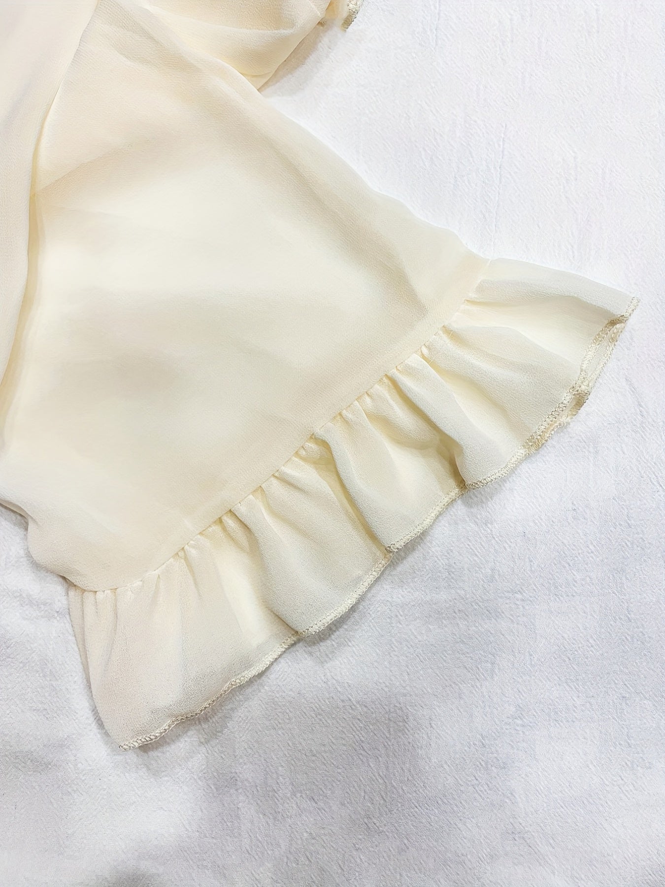 gbolsos Ruffle Layered Blouse, Elegant Tie Front Long Flared Sleeve Blouse, Women's Clothing