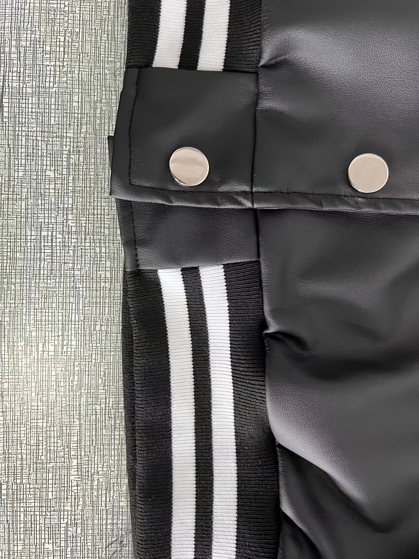 gbolsos Striped Slim Bomber Jacket, Casual Button Front Long Sleeve Outerwear, Women's Clothing