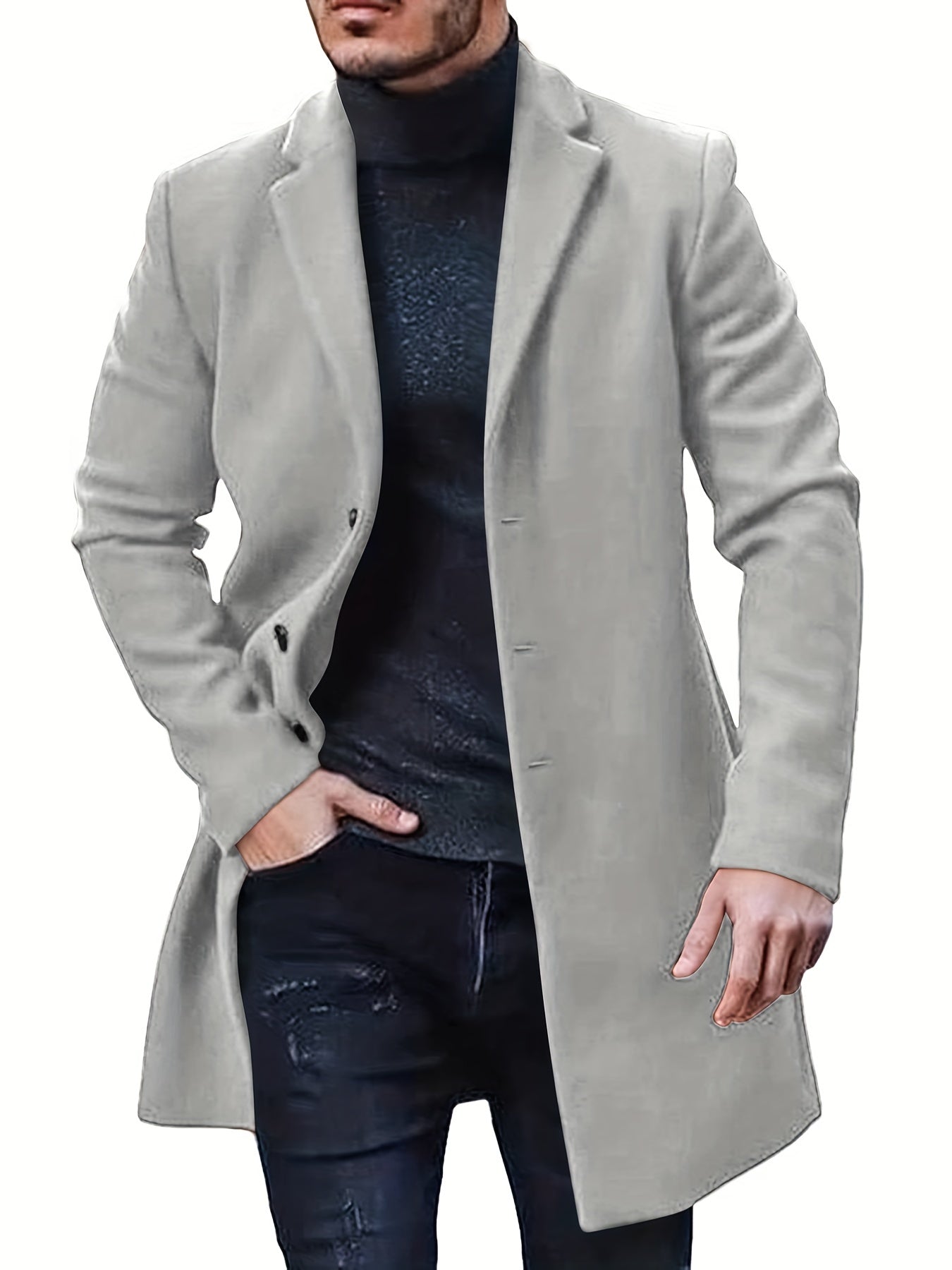 gbolsos Men's Retro Trench Coat, Semi-formal Warm Single Breasted Overcoat For Fall Winter Business