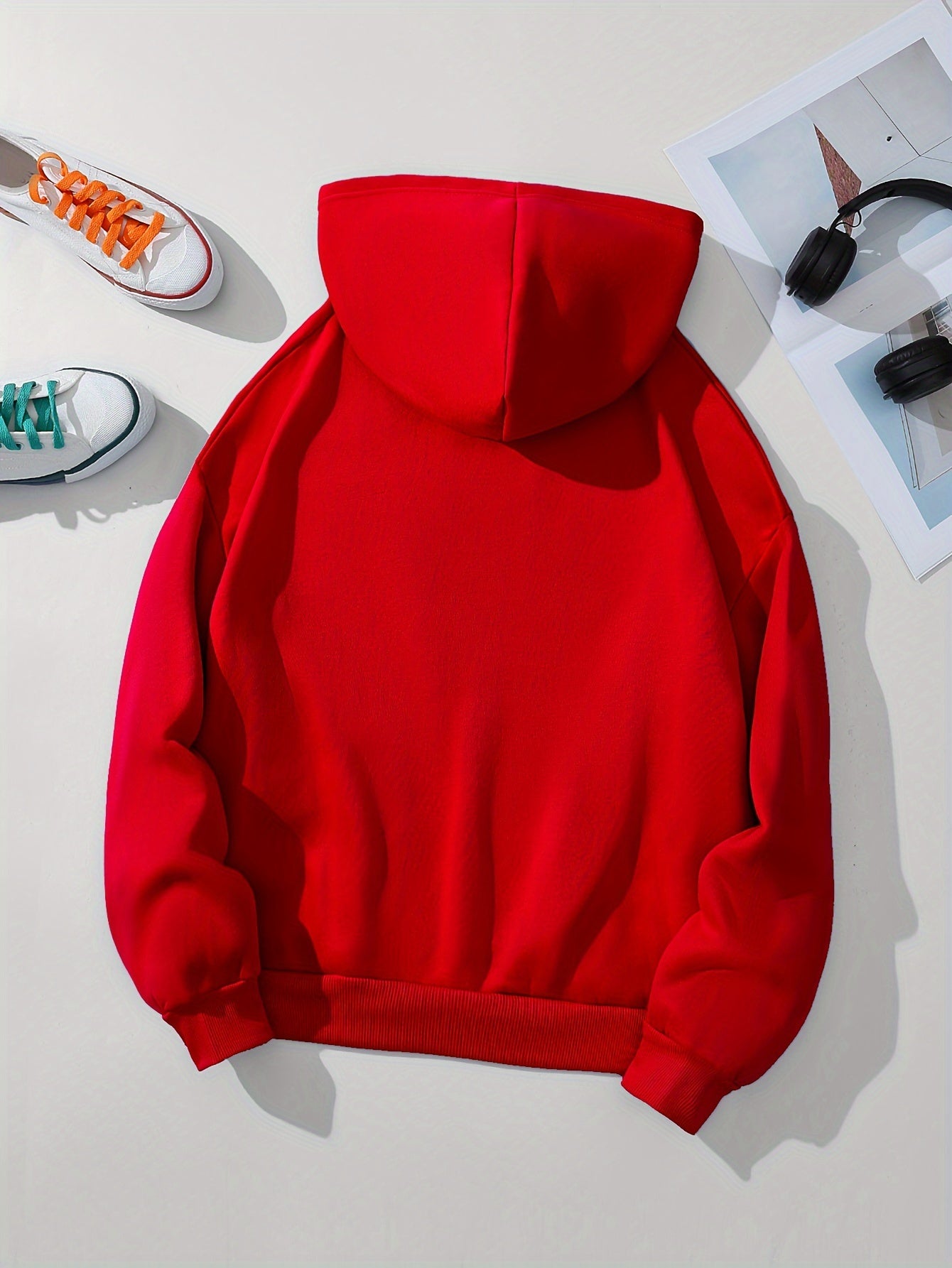 gbolsosSolid Zip Up Hoodie With Pocket, Drawstring Long Sleeves Active Hooded Sweatshirt