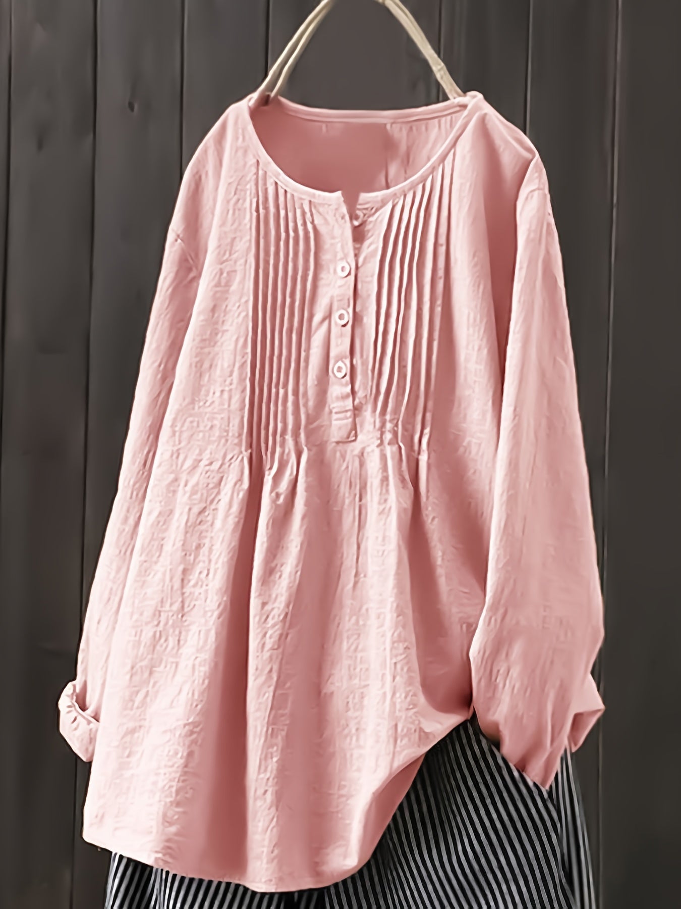 Solid Crew Neck Long Sleeve T-Shirt, Casual Every Day Top For Fall & Spring, Women's Clothing