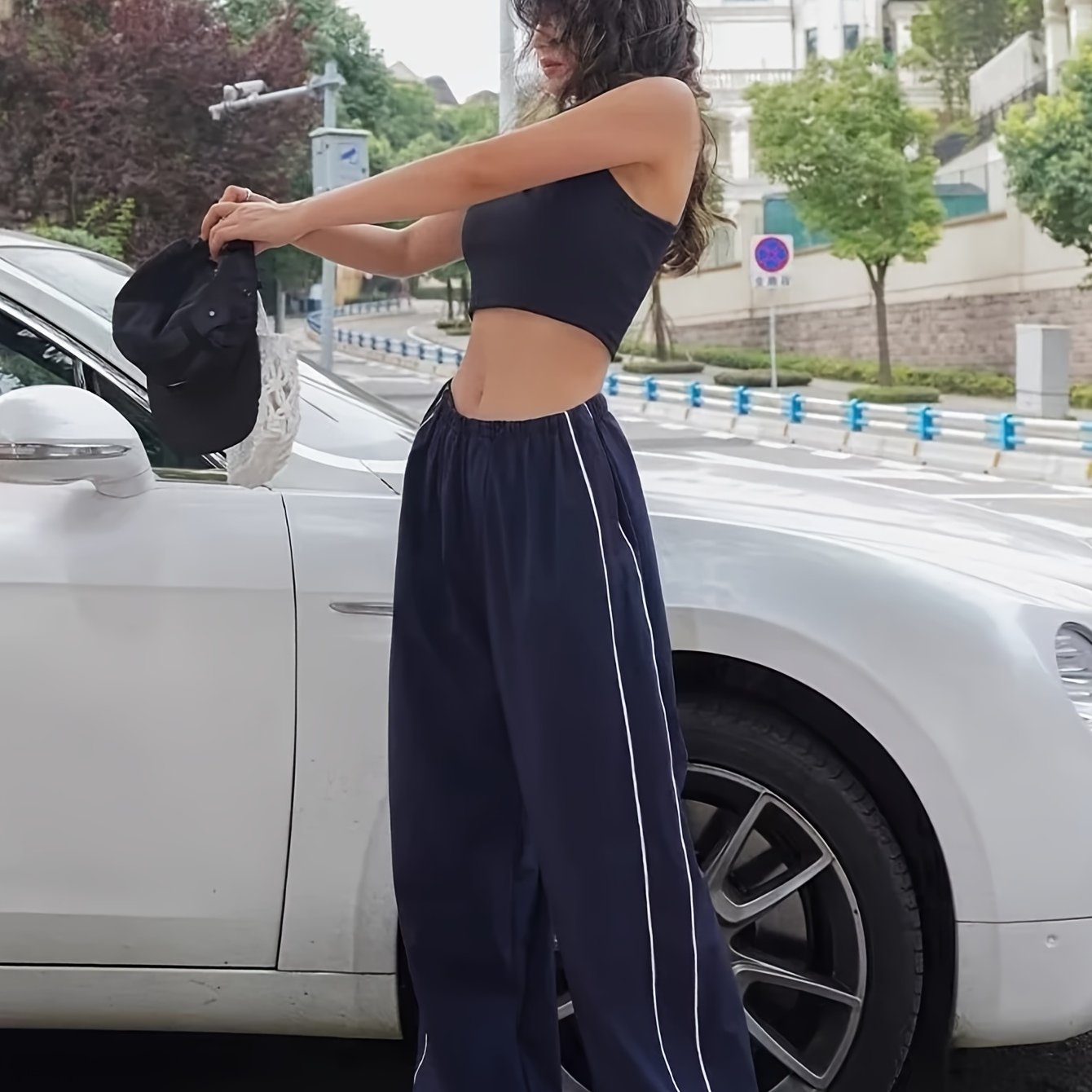 gbolsos Y2K Loose Pants, Elastic Waist Casual Quick Dry Pants For Spring & Summer, Women's Clothing