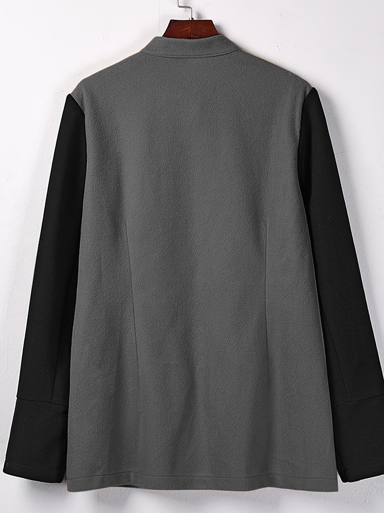 gbolsos Color Block Button Front Jacket, Casual Simple Long Sleeve Outerwear, Women's Clothing