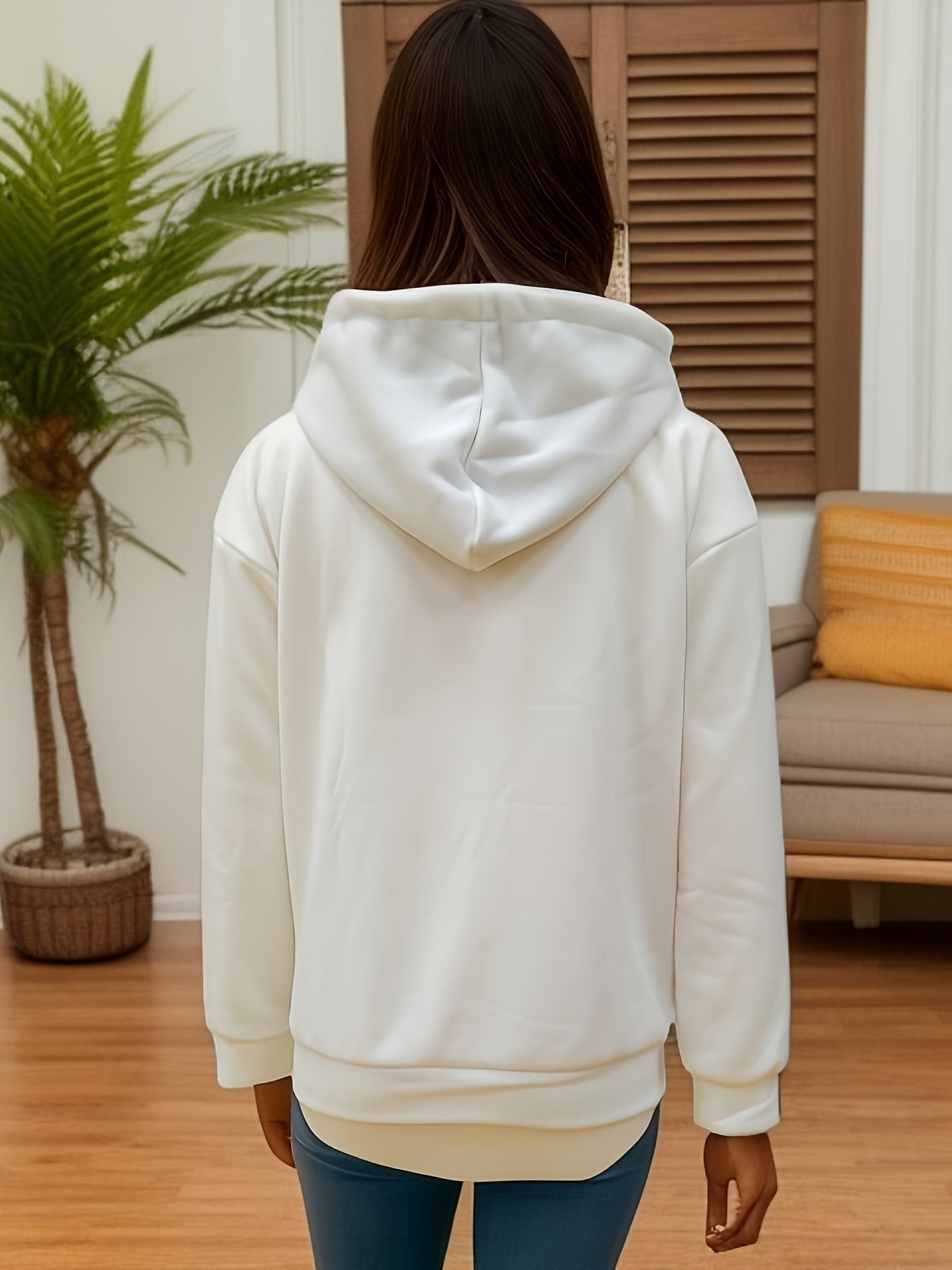 gbolsos Letter Print Zip Up Hoodie, Casual Long Sleeve Hoodies Sweatshirt, Women's Clothing