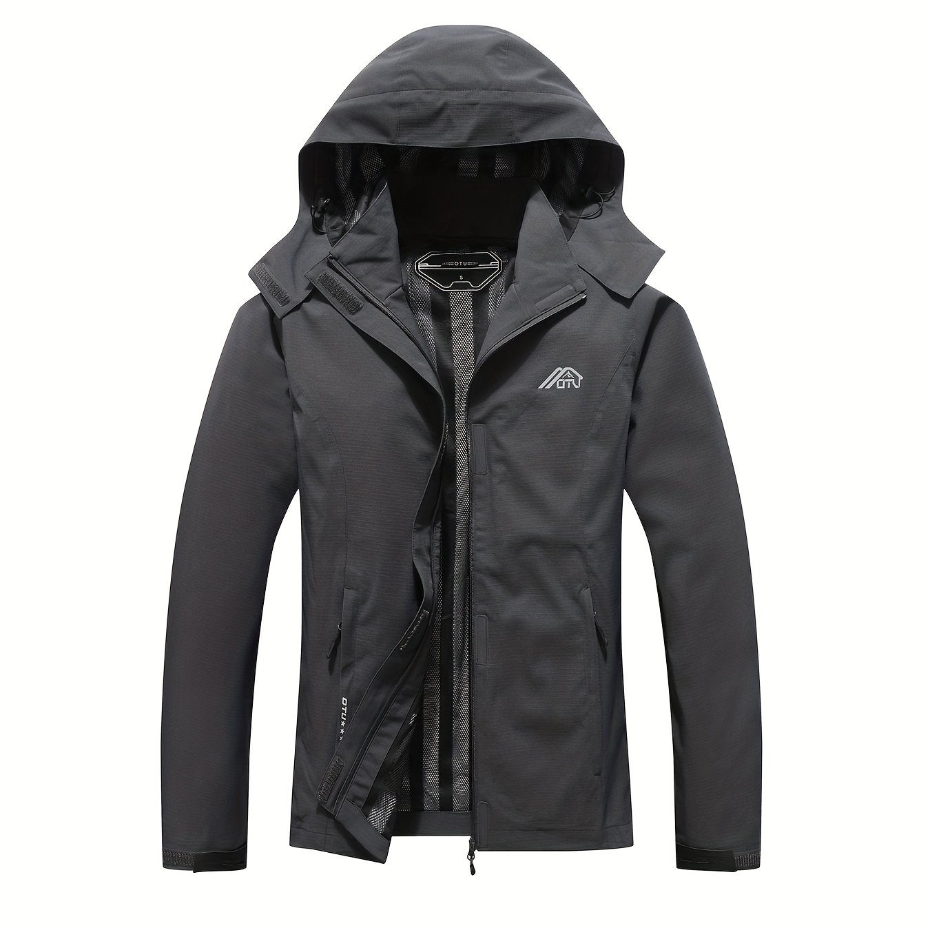 gbolsos Solid Color Waterproof Windproof Hooded Outdoor Jacket For Hiking Montaineering, Women's Outdoor Clothing